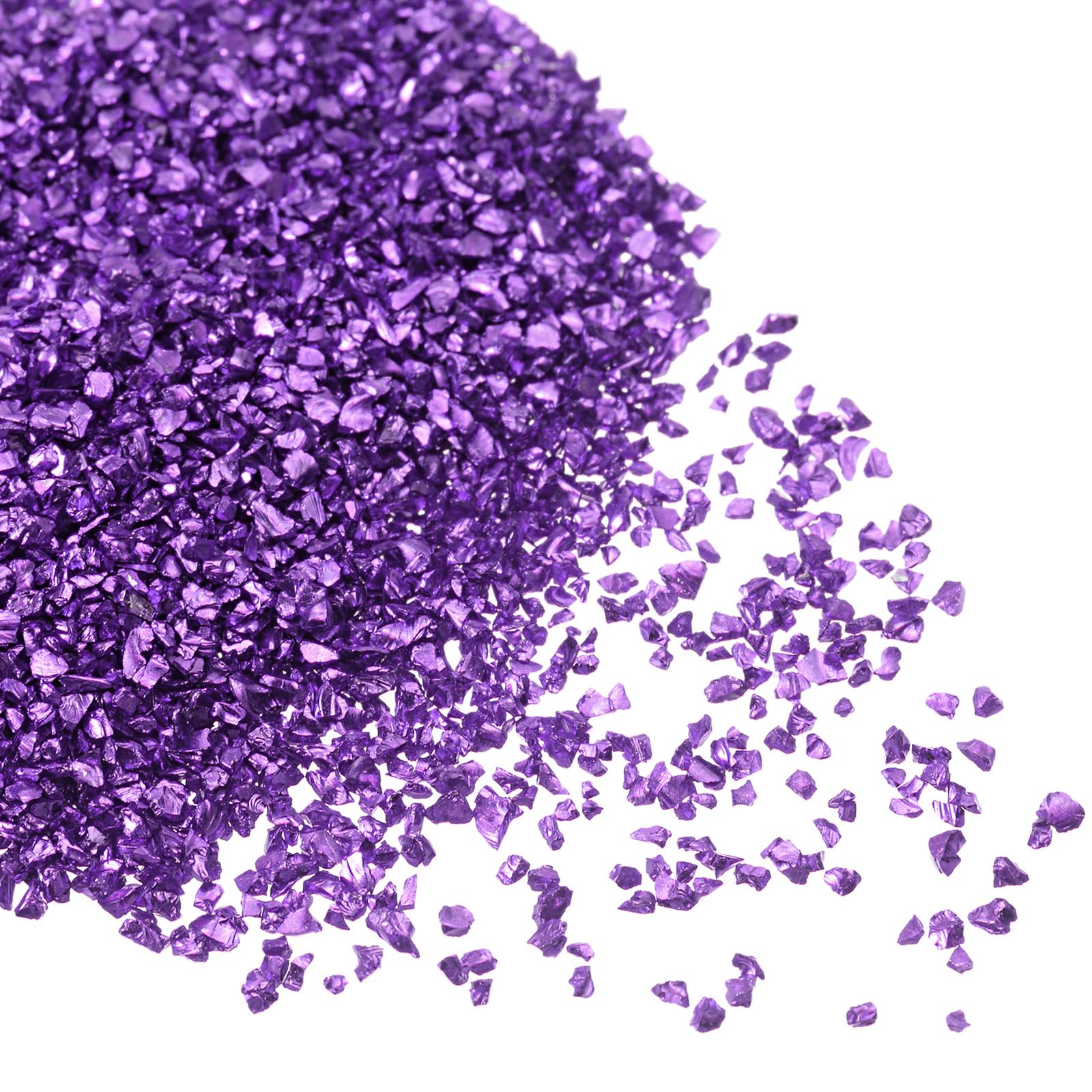 Kozelo Crushed Glass Chips - [1-3mm x 20g] Irregular Metallic Glass Blue Purple for DIY Decoration Nail Art Use, Electroplated Surface