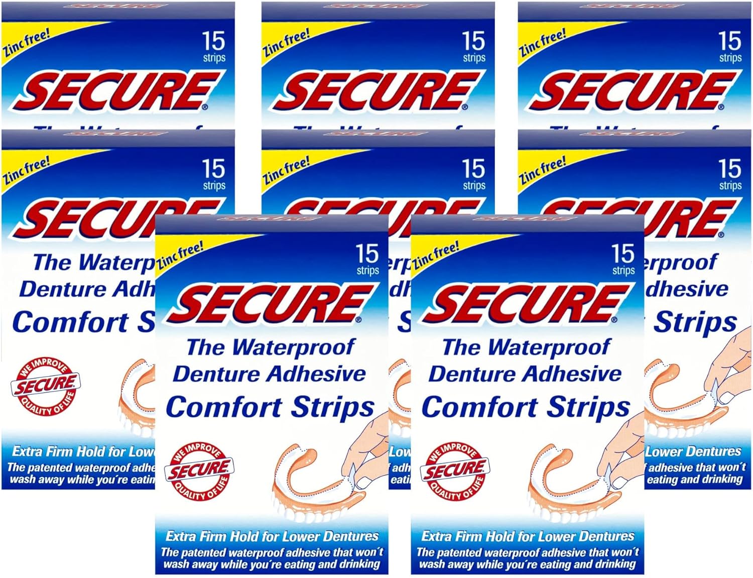 Secure Denture Adhesive Comfort Strips 15 Count 1Each (Pack of 8) Amazon.ca Health