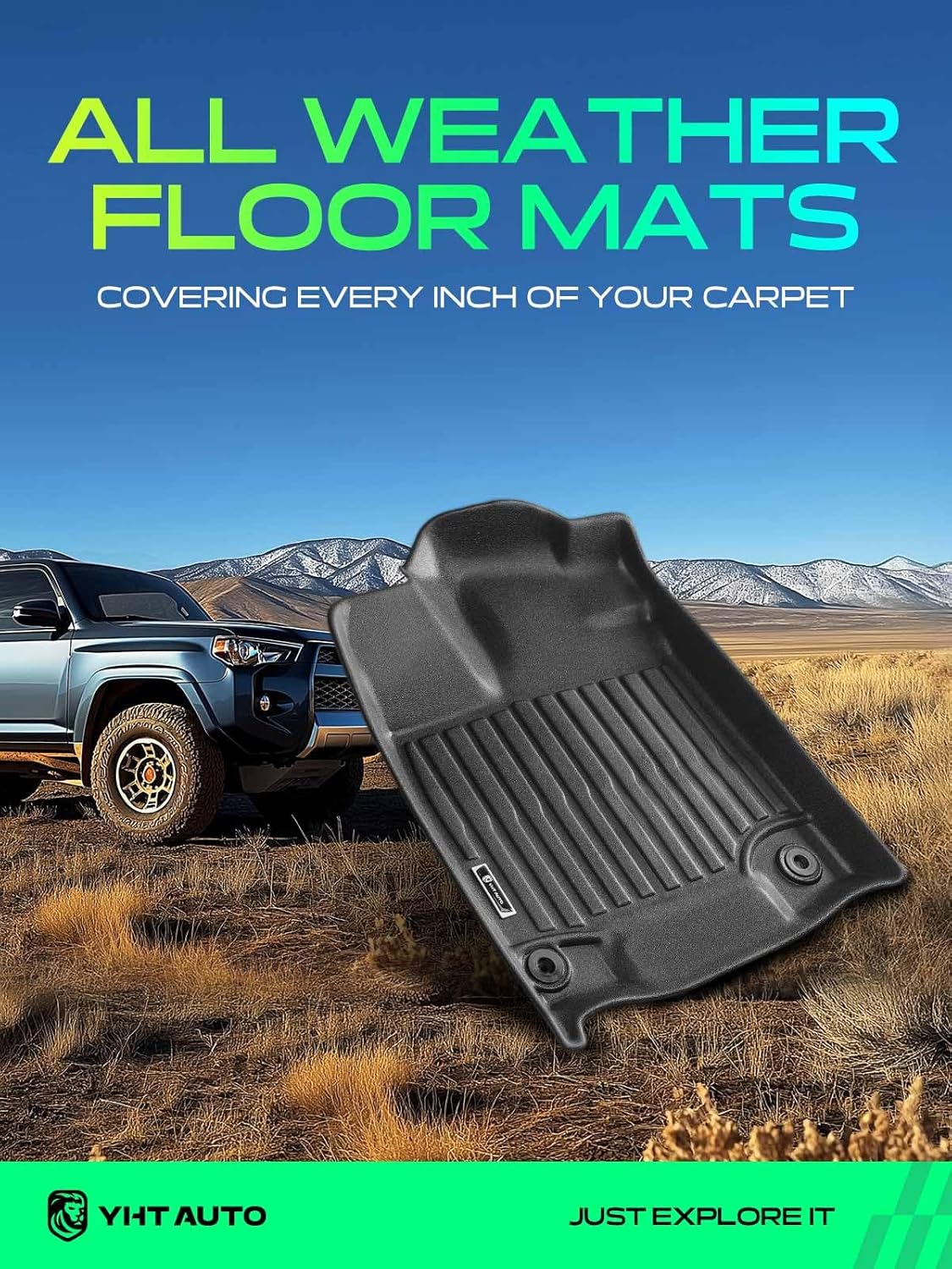 yhtauto automotive floor mats compatible with honda ridgeline 2017-2026, tpe floor liners all-weather protection custom fit, 1st & 2nd row, set of 3