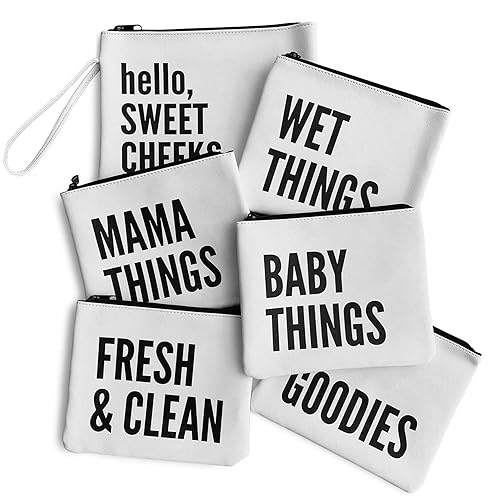 Lucky Love Diaper Bag Organizing Pouches| Set of 4 Including Diaper Clutch| Waterproof Dry Wet Bag for Baby Travel