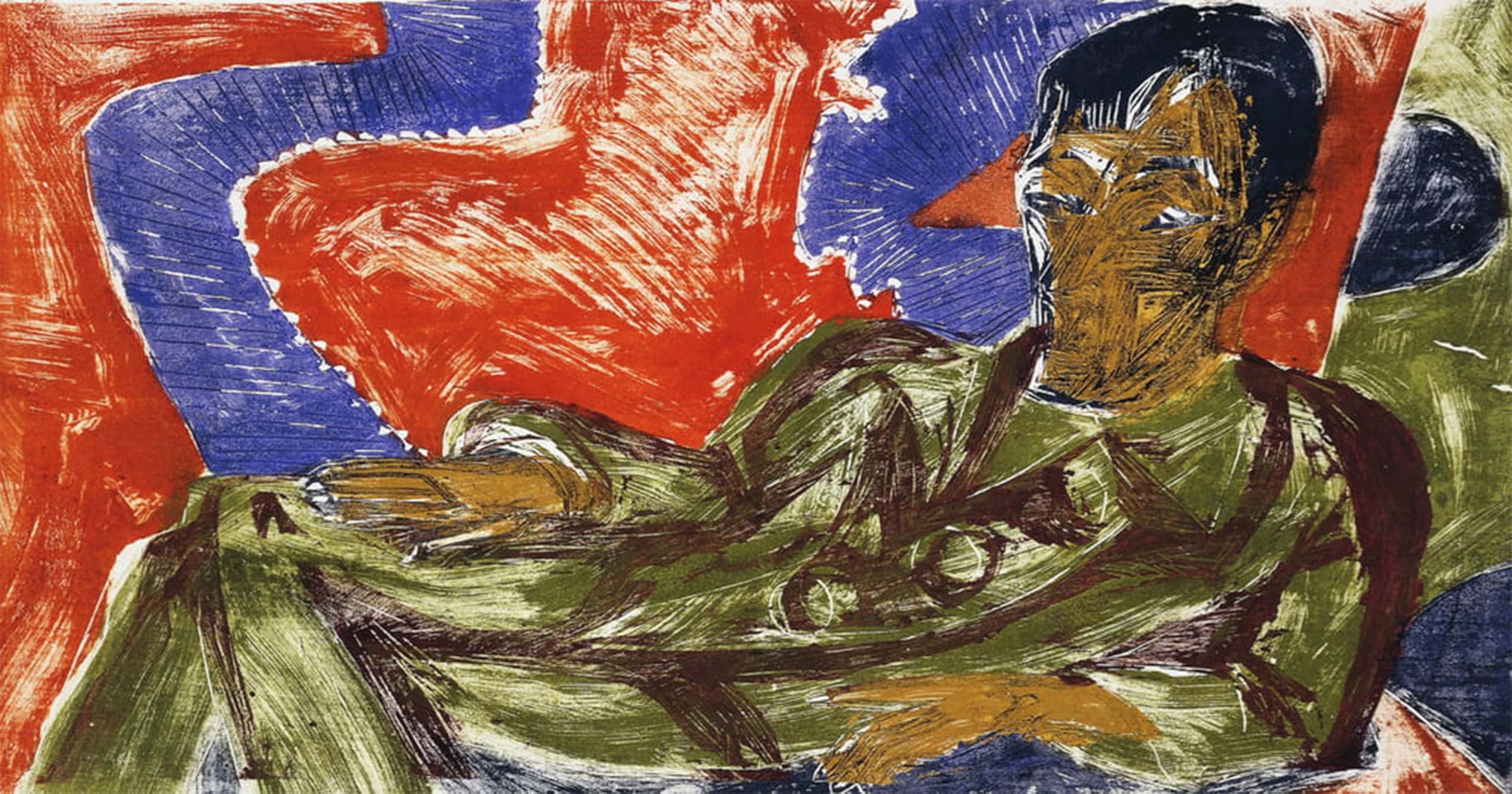 SERENDIPITP Abstract Painting Mural Print Picture Wall Decor Painting Portrait of the painter otto mueller by Ernst Ludwig Kirchner Vintage Wall Artwork for Home Decor 60x90cm