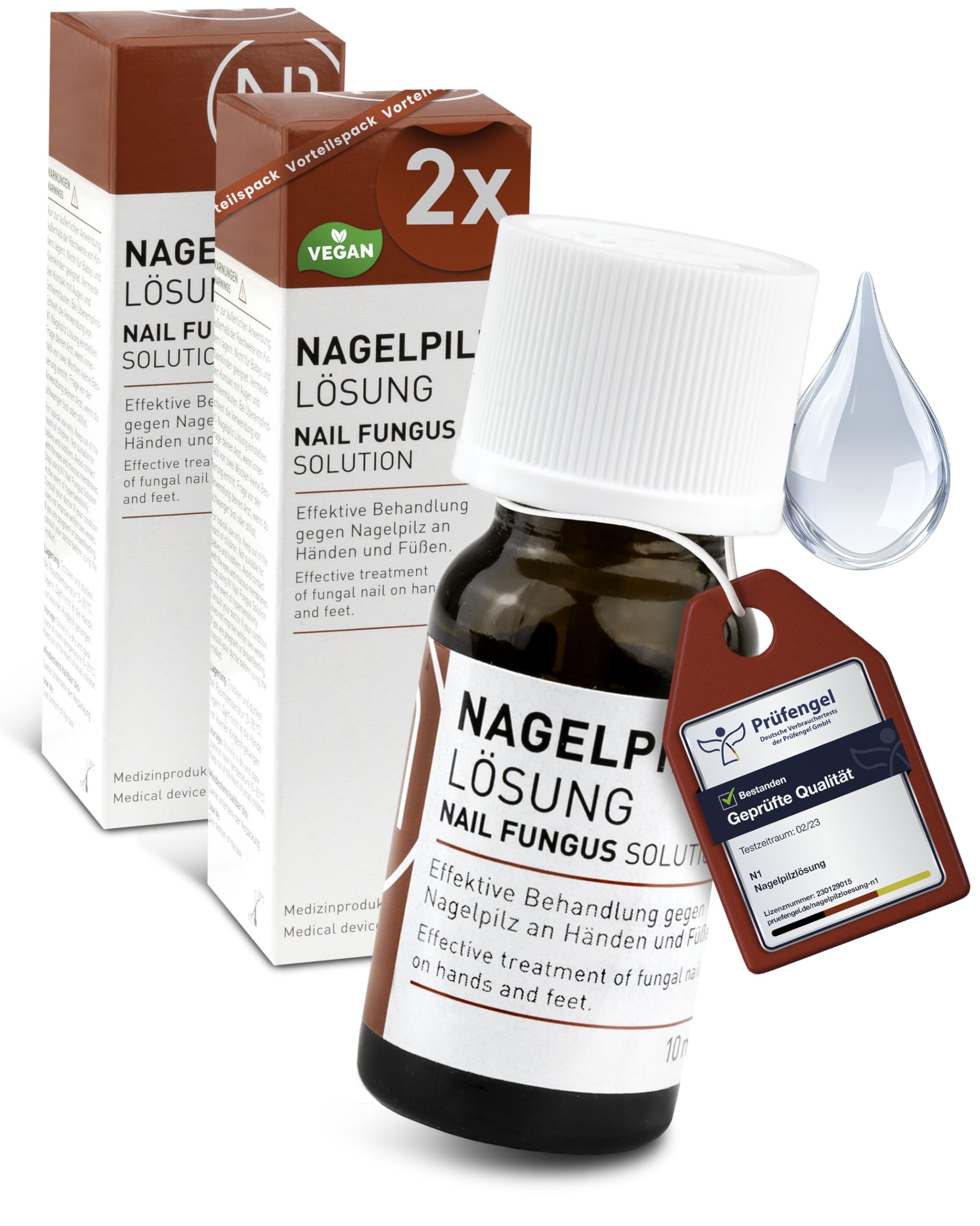 N1 Solución para hongos en las uñas, 20 ml, producto médico para un tratamiento intensivo rápido, calidad de farmacia con efecto demostrado, esmalte de uñas para tratamiento de hongos en las manos y