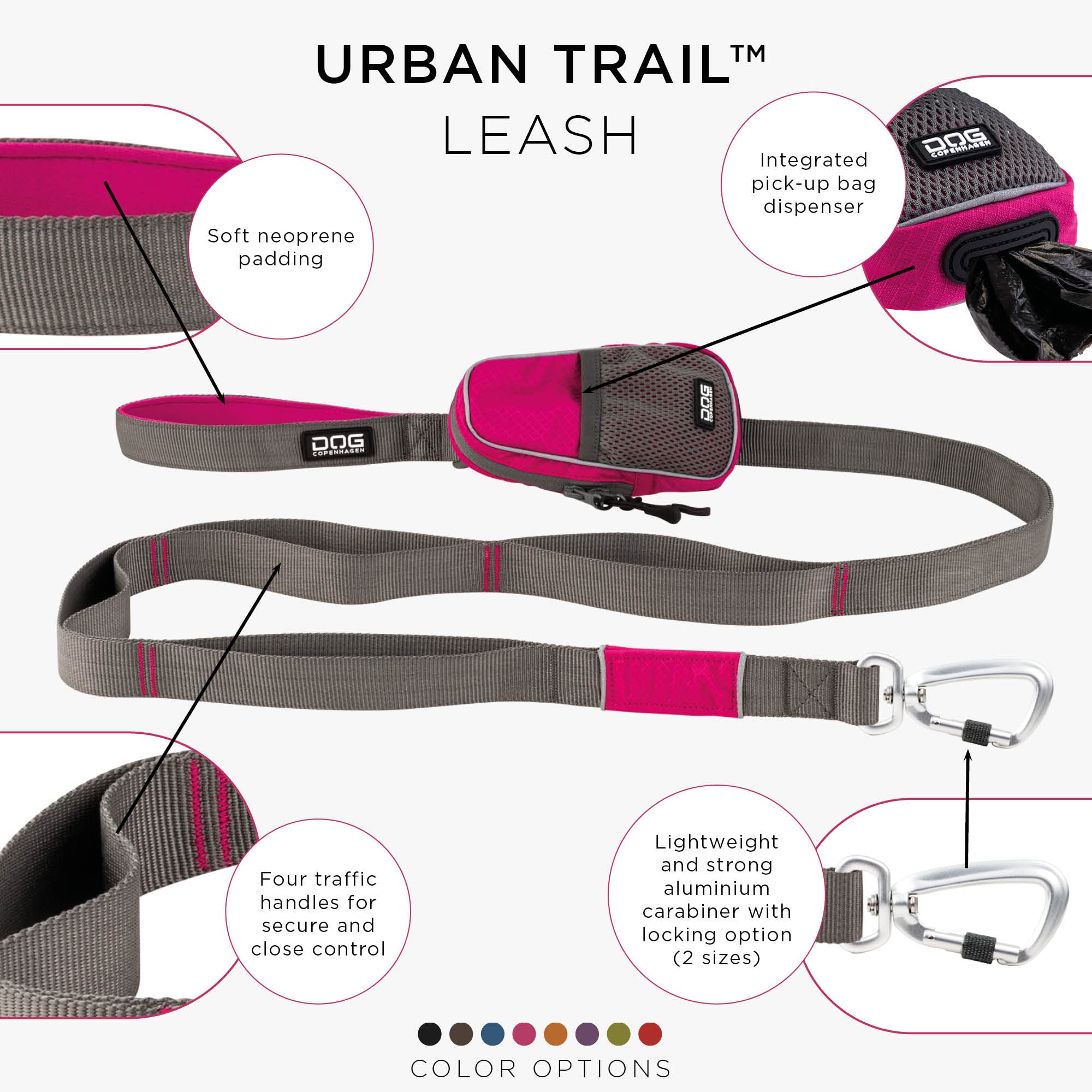 DOG Copenhagen Hundeleine V2 Urban Trail Leash Wild Rose Größe S