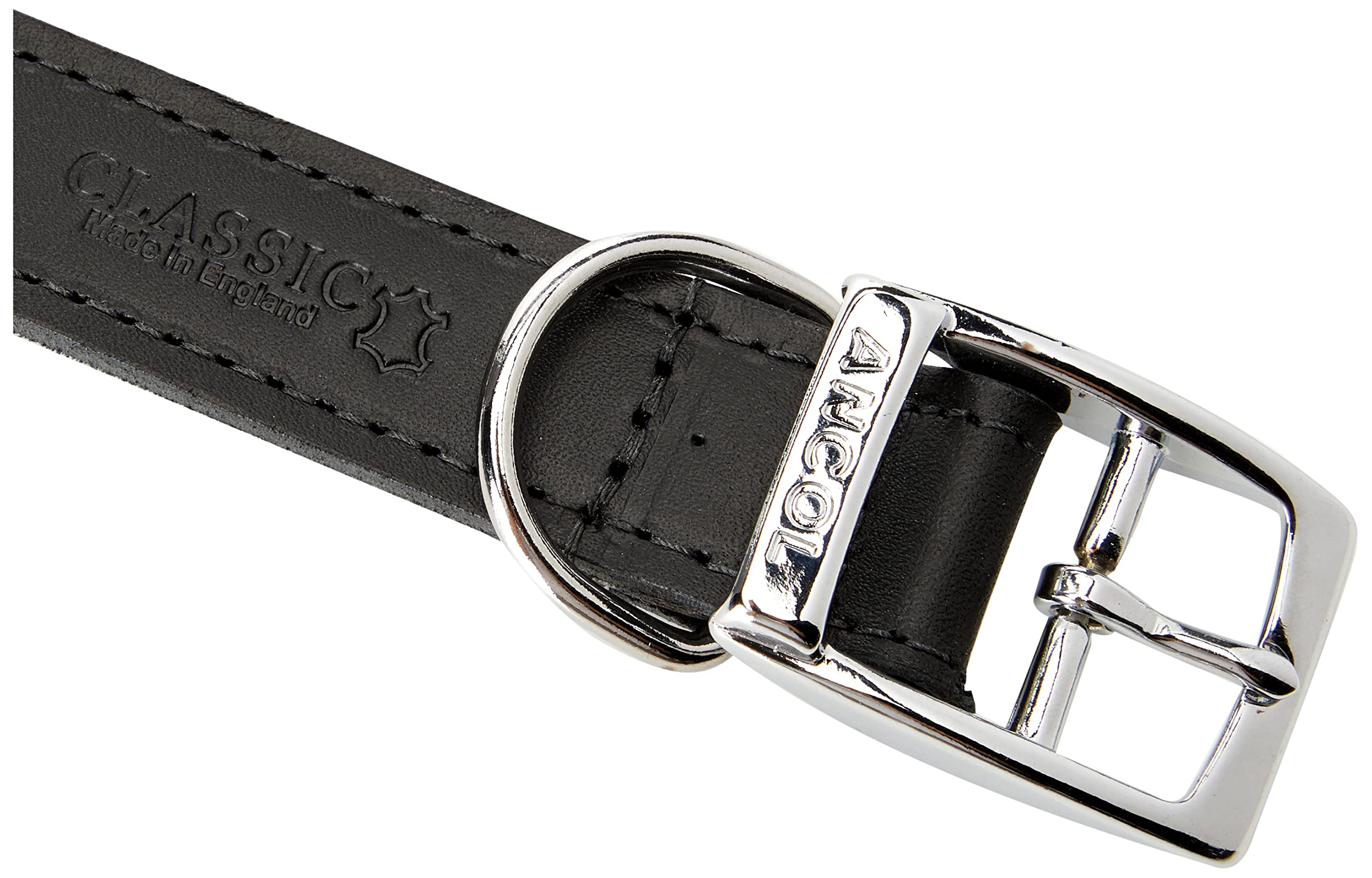 Ancol Leather Stud Collar Black 50-59cm Size 7