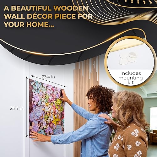 Miniatura 4 de ZenChalet Garden Succulents - Rompecabezas de madera prémium de 1000 piezas para adultos, piezas de forma única con construcción de madera duradera,