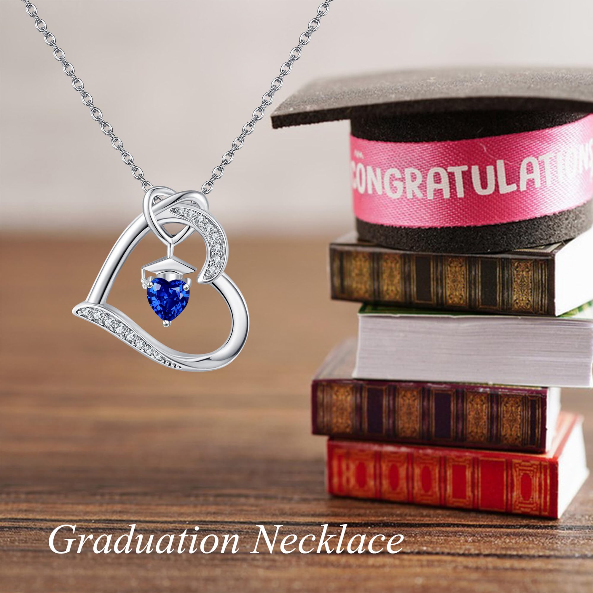 DAYLINLOVE Graduierung Halskette S925 Sterling Silber Klasse von 2025 Bachelor Cap Halsketten Klasse von 2026 Herz Anhänger College High School Graduierung Schmuck Geschenke für Frauen