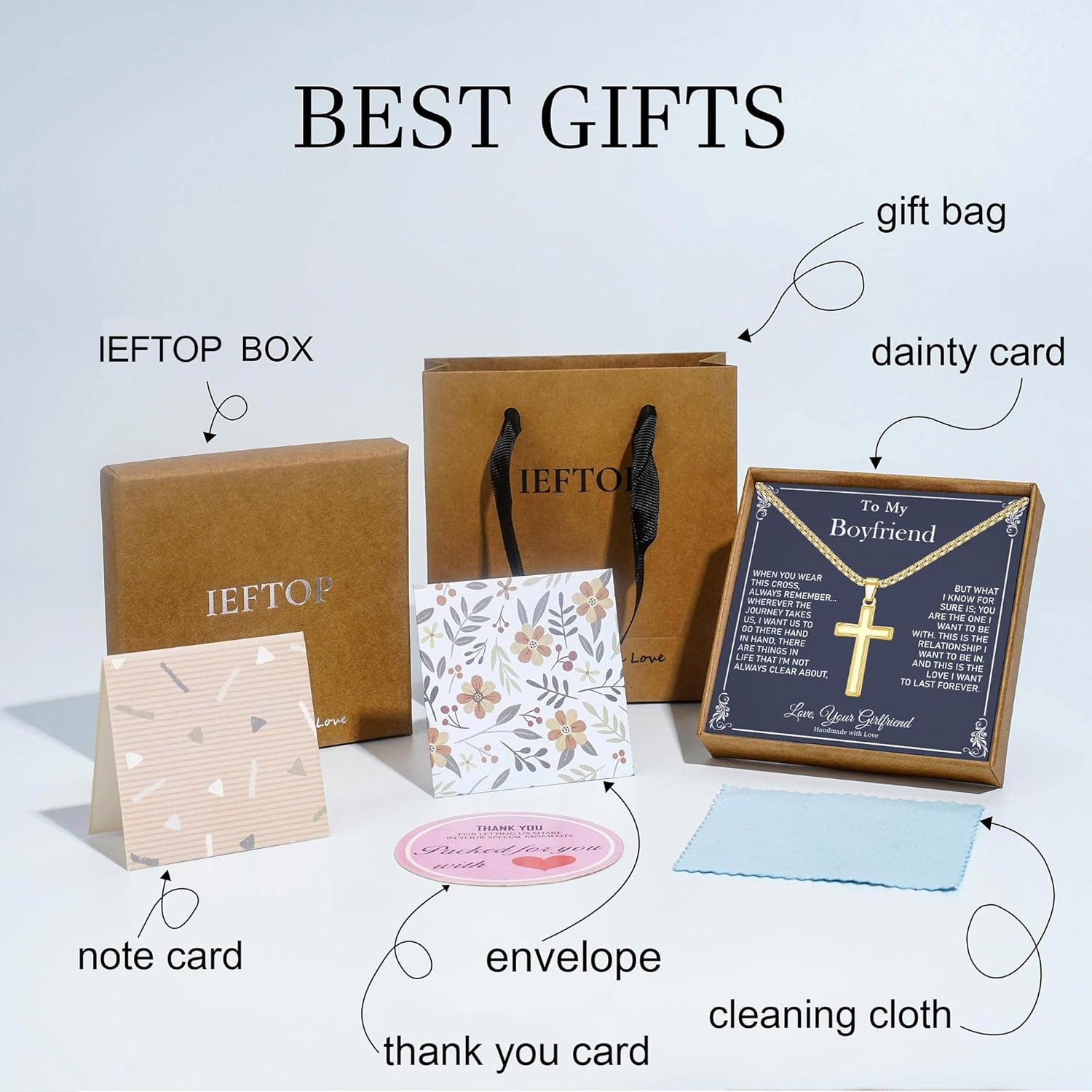 Gifts for Men - Cross Necklace Gifts for Men, Black/Gold/Silver Cross Necklace Stainless Steel Cross Necklace for Men Gifts Dad Son Birthday Gifts for Dad Son Husband Necklace for Men - Image 7