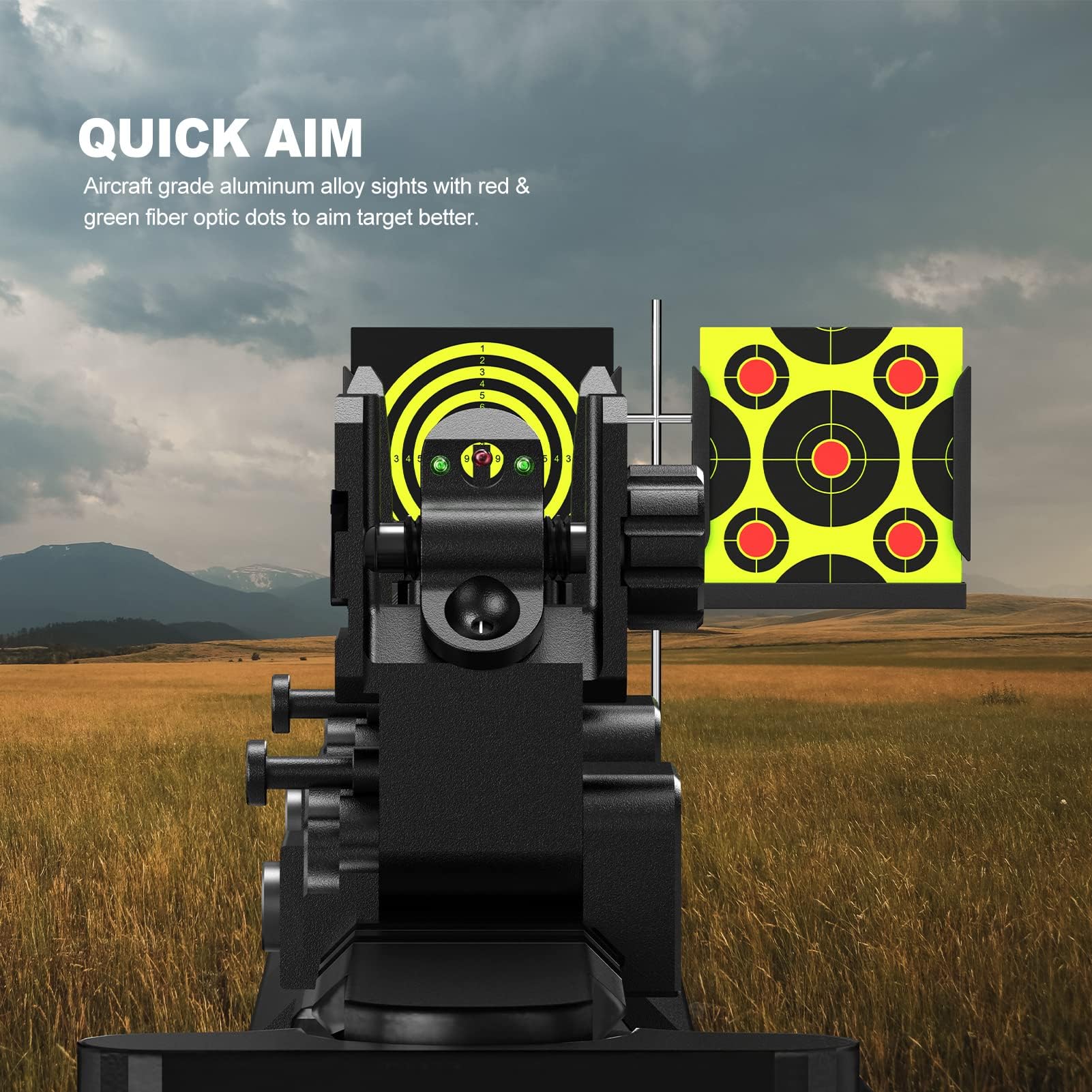 Feyachi S37 Flip Iron Sight es Compatible con los rieles Picatinny y Weaver, Miras Tácticas Plegables Delanteras y Traseras Sólo para Actividades Deportivas