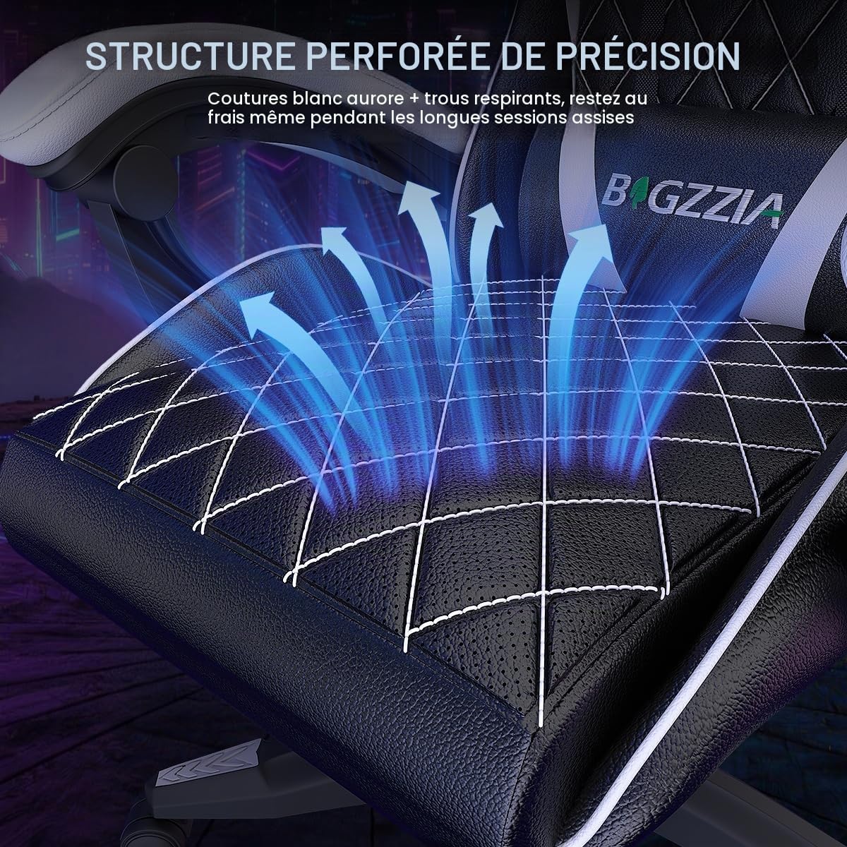 bigzzia Chaise Gaming,Fauteuil de Bureau, Ergonomique Chaise de Gaming, Coussin de Tête Ajustable, Support Lombaire, Capacité de Charge de 150 kg