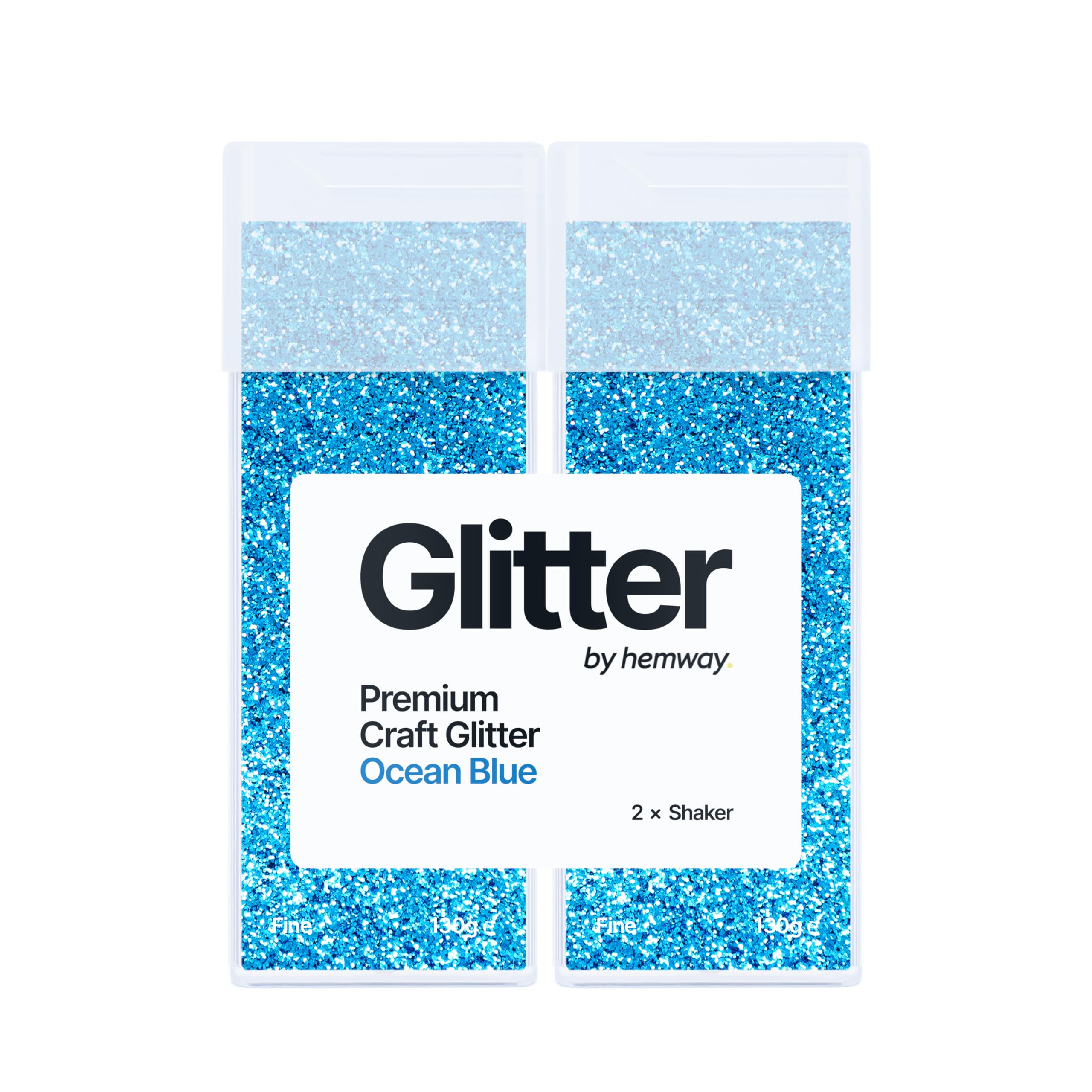 Hemway Glitter Shaker Ocean Blue 130g x2 Pack Fine, Craft Glitter Shakers for Resin & Epoxy Crafts, Christmas Art Supplies