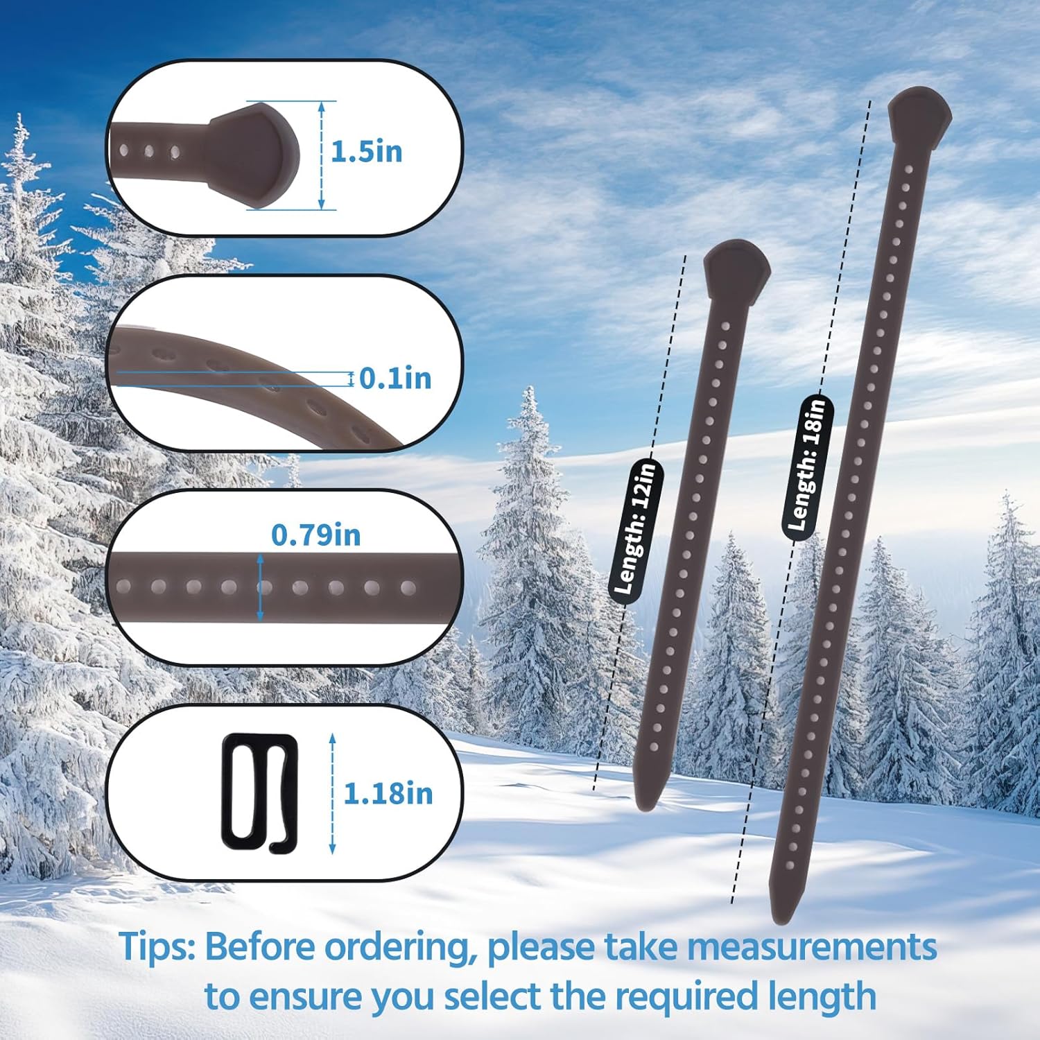 4 pcs 12" snowshoe straps replacement kit, adjustable ski boot wraps ties for msr classic snowshoe straps,ski boot binding accessories (4, 12inch)