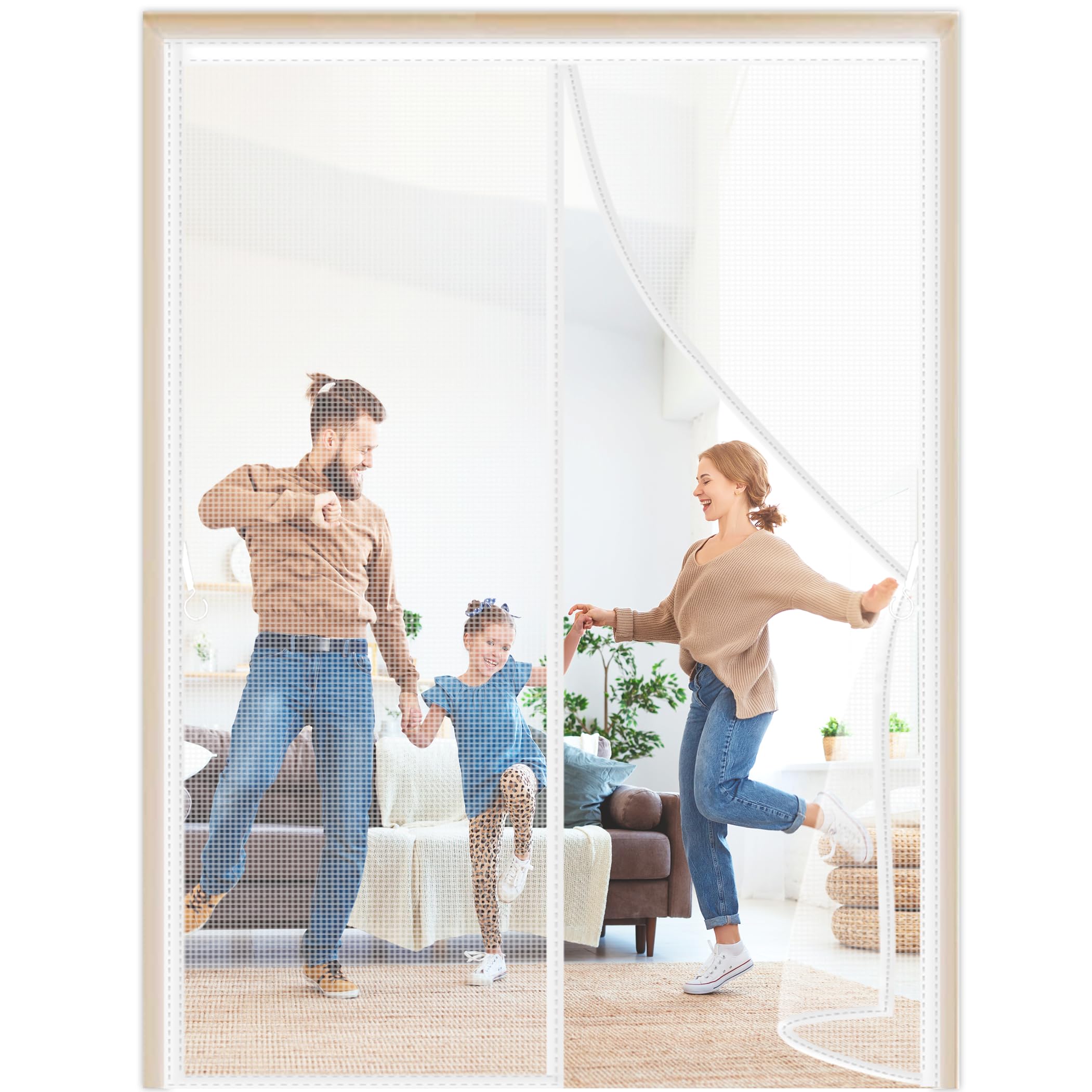 Wlmldm White Fly Screen For Doors 175X205cm Fly Insect Screen Mesh Door Curtain Nets For Doors Magnets Self Sealing Keep Away From Mosquitoes For Anti Mosquito Balcony Apartment Door