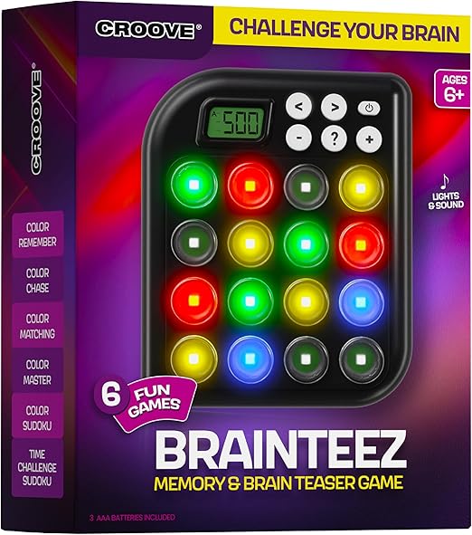 6 in 1 Brain Teasers & Memory Game, 6 Fun Games for Kids, Cool Handheld Toys, Unique Gifts for Teens, Best Activities for Tween Boy, Birthday Gift Ideas for Boys & Girls Ages 6-8 9 10 11 12 + Year Old