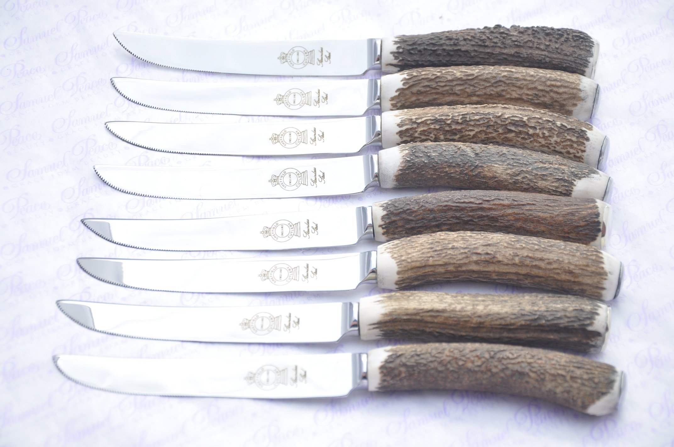 Buy Eight Extra Large Genuine Stag Horn/Antler Handle Steak Knife Made