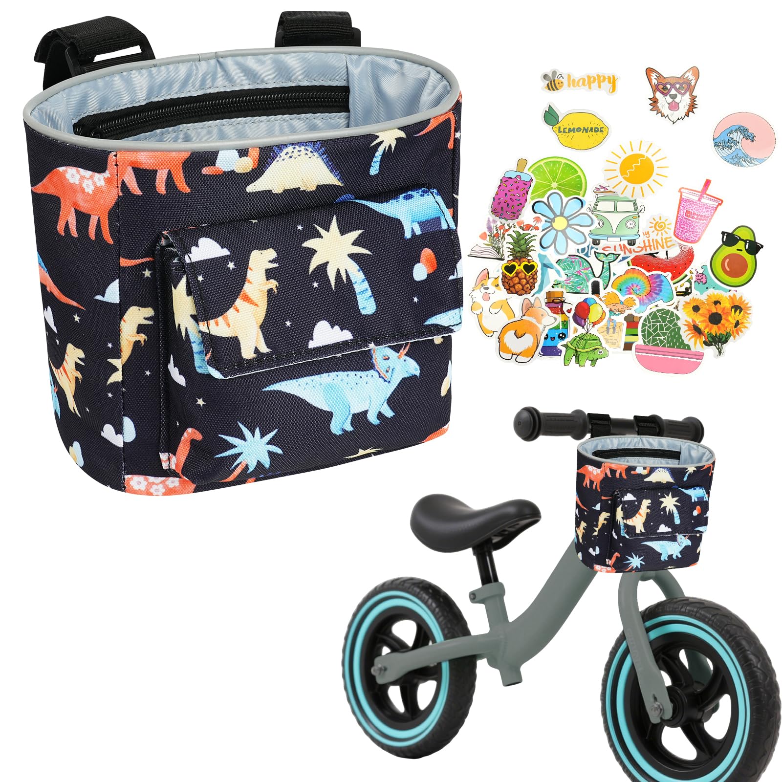 Flintronic Kids Bike Basket, Waterproof Bicycle Handlebar Bag, Detachable Bicycle Basket for Balance Bike