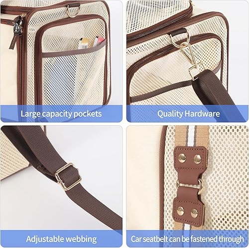 Miniatura 8 de Transportador de mascotas aprobado por aerolíneas para gatos, transportador de perros expandible de lados suaves para gatos pequeños y perros con