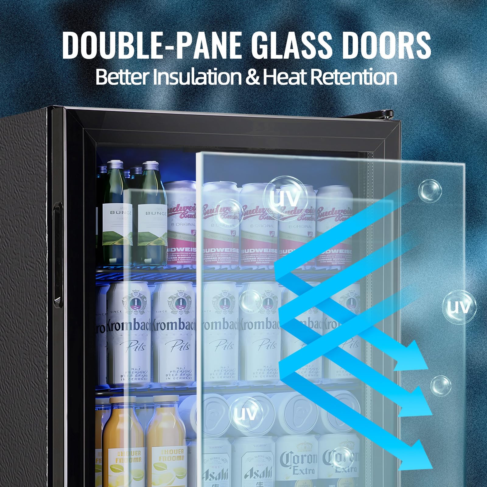 Tacool 3.5 Cu.Ft Beverage Fridge Mini Refrigerator Soda Cooler Glass Door Featuring LED Light & Adjustable Shelves,7 Modes Ideal For Apartment, Office, Dorm on Fridge.com - View 4