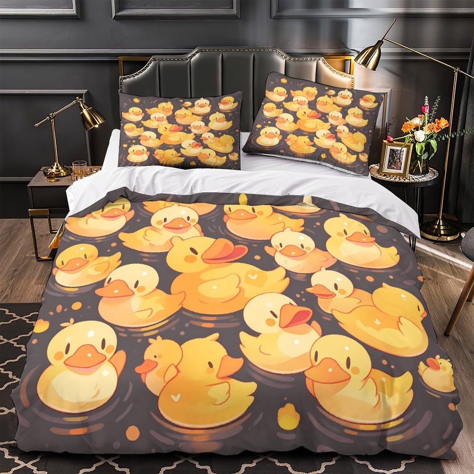Canards en caoutchouc parure de lit simple 140x200 housse couette microfibre hypoallergénique