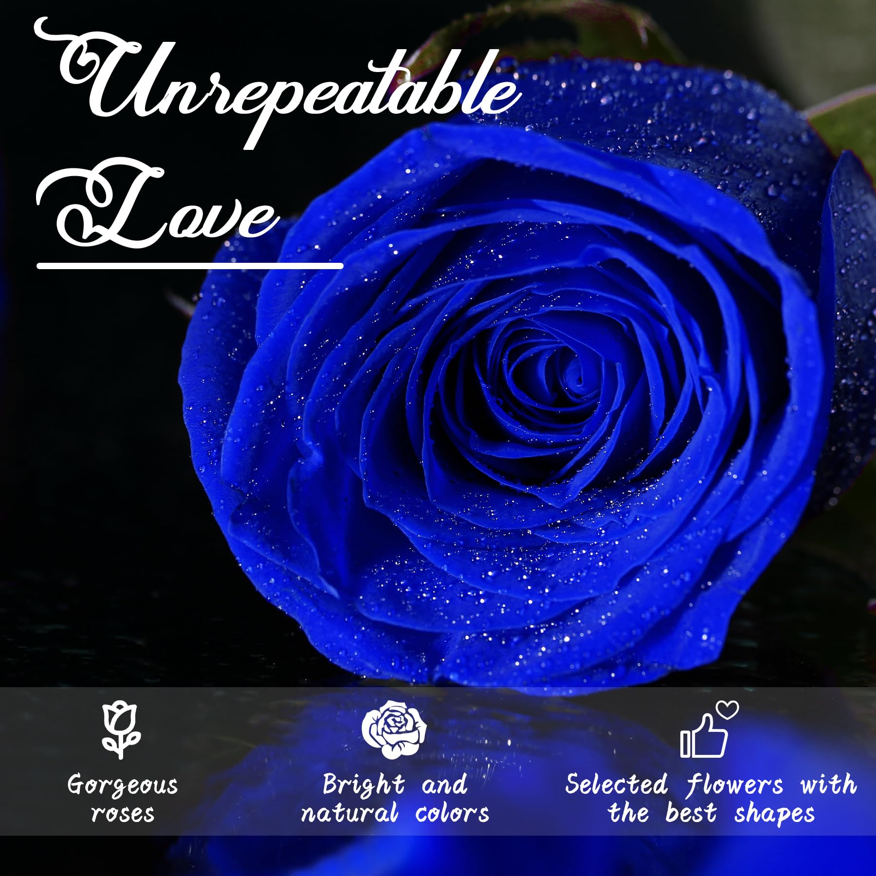 CSYY Rosa Eterna, Rosa Eterna Azul con Tallo Flores Preservadas Regalo San Valentín Dia de la Madre Flores Preservadas Regalo Mama Navidad