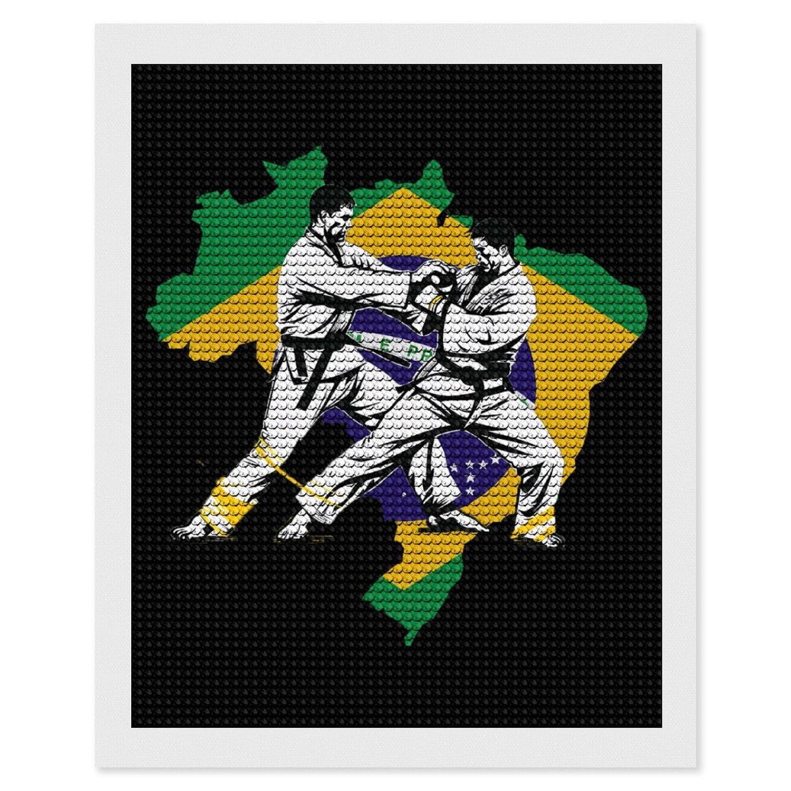 Nclqvjxzkhw Style Brazilian Jiu-Jitsu Brazil Diamond Art Painting For Adult Round Diamonds Pictures Arts Crafts Home Wall Decor 16"X20"