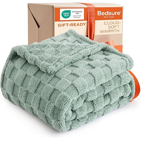 Bedsure GentleSoft Sage Green Throw Blanket for Couch - Checkered Fleece Blankets Christmas Gifts for Women Men Girls, Cute Soft Cozy Throw for Bedroom Home Decor Gifts, 50x60 Inches
