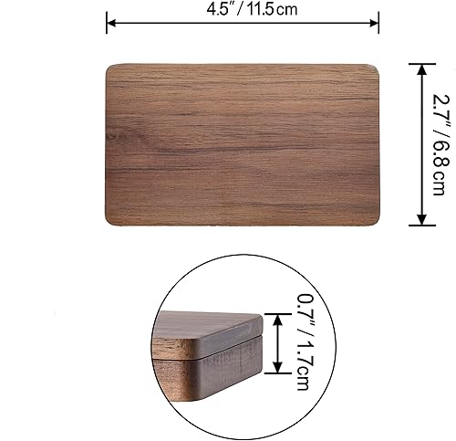 Miniatura 6 de Tarjetero de madera para tarjetas de visita  Tarjetero de bolsillo con cierre magnético, estuche cuadrado de madera de nogal negro para tarjetas de