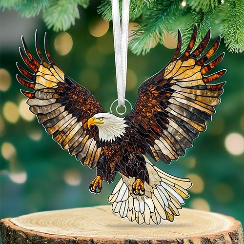 FLAGWIX Christmas Bald Eagles Gifts for Men Women - Acrylic Ornaments 2025 for Christmas Tree Decorations - Eagles Ornament, American Eagle Ornament, Eagle Gifts for Men Women, Birds Lover Gift