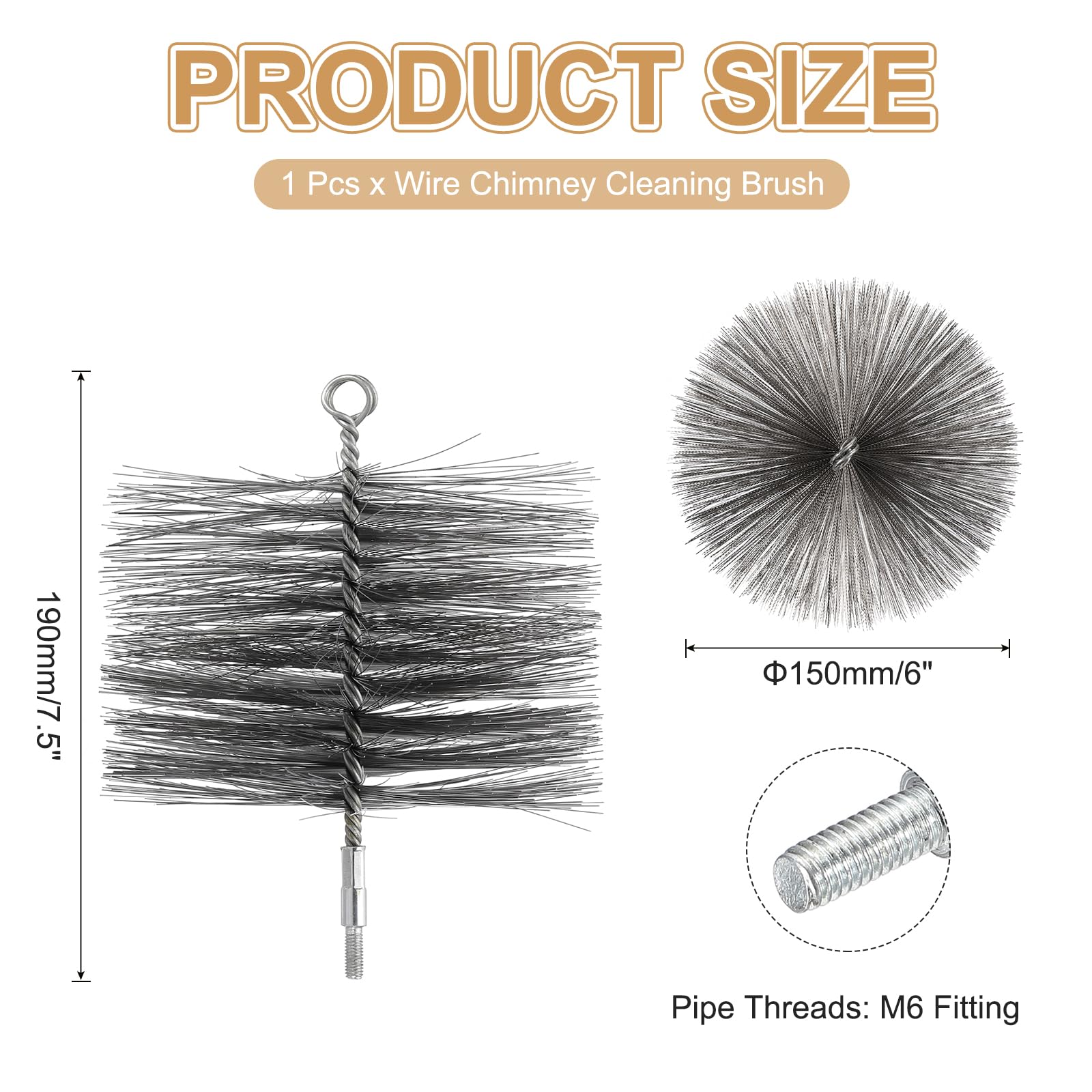 PATIKIL 6" Wire Chimney Cleaning Brush - Image 2