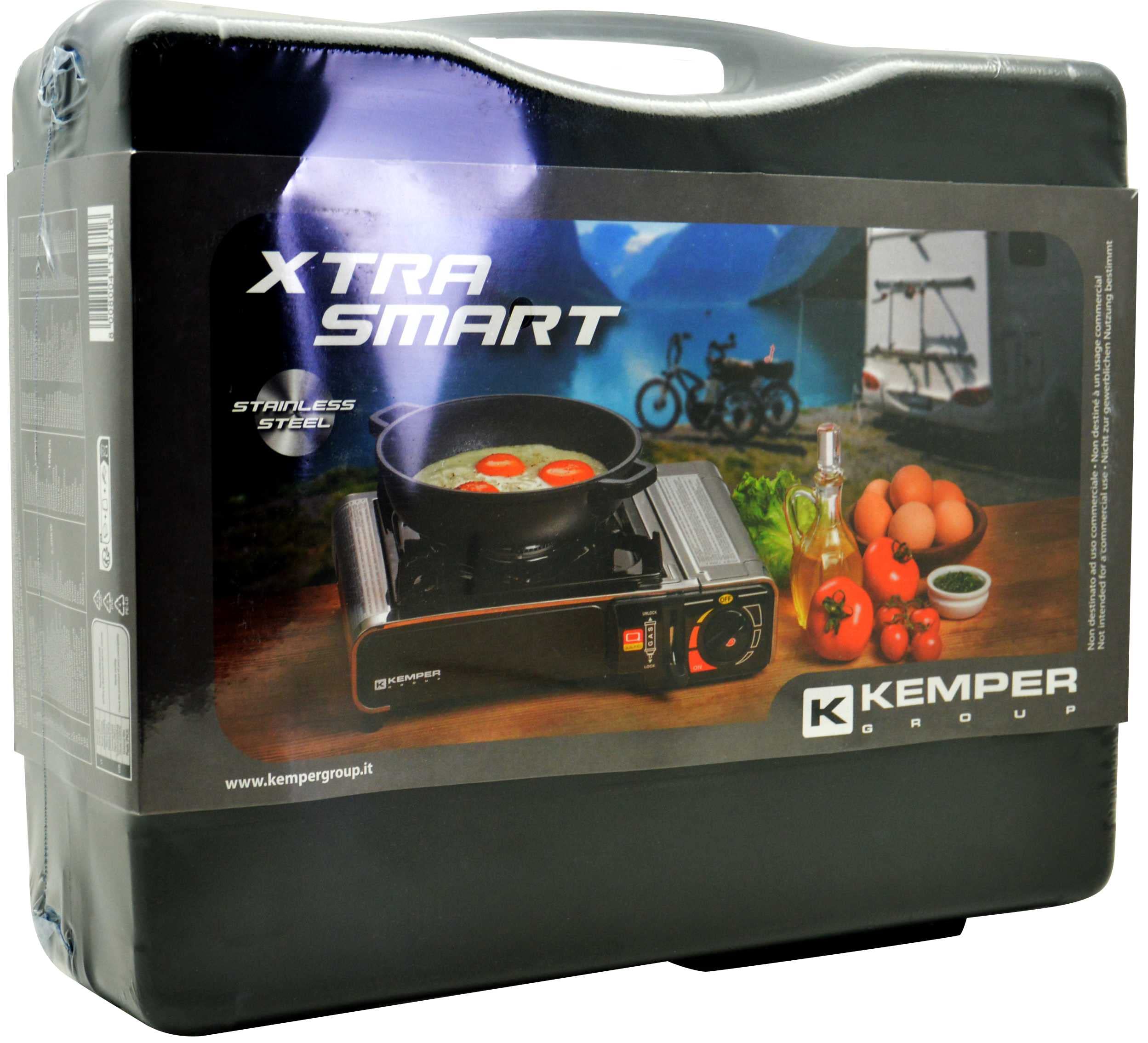 KEMPER - Réchaud à gaz NOMADE INOX 1900W Allumage piezo Double système de sécurité Mallette