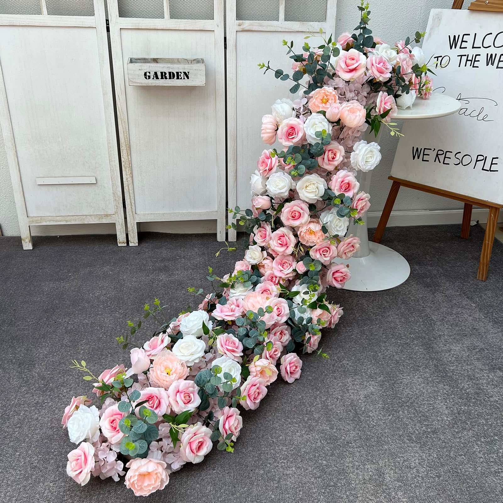 Lucky Flower A12 1.64Ft Runner Flower Row Artificial Flowers For Table Centerpiece Wedding Decoration Mix Flowers Backdrop Wall Arches Decor (A12)