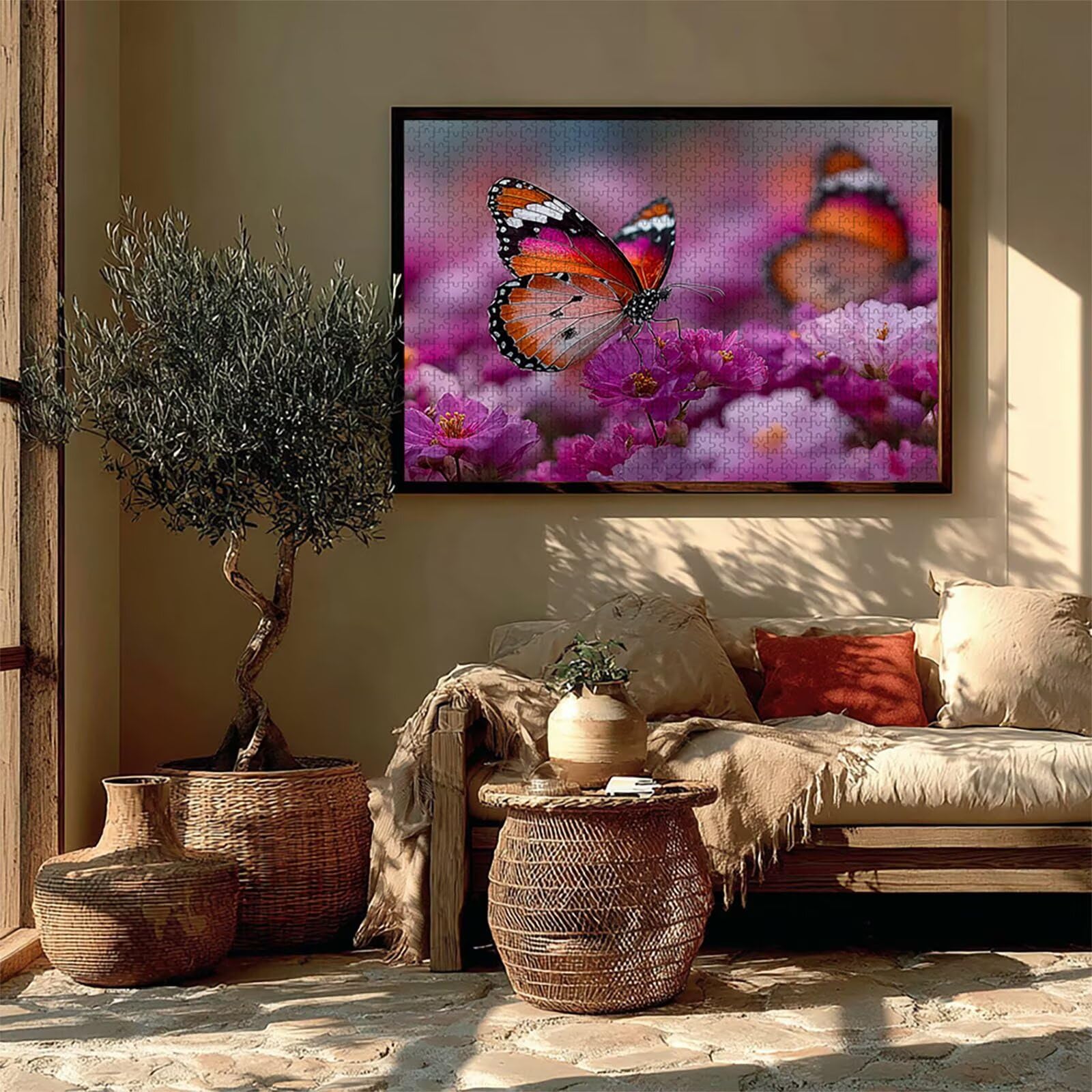Puzzle Arte con Scatola Farfalla, Viola Puzzle Legno 2000 Pezzi Adulti 99x70cm, Attività di Intrattenimento ad Alta Difficoltà, DIY Classici Gioco, Jigsaw Per Tutta La Famiglia, Estate Regalo, K-4880