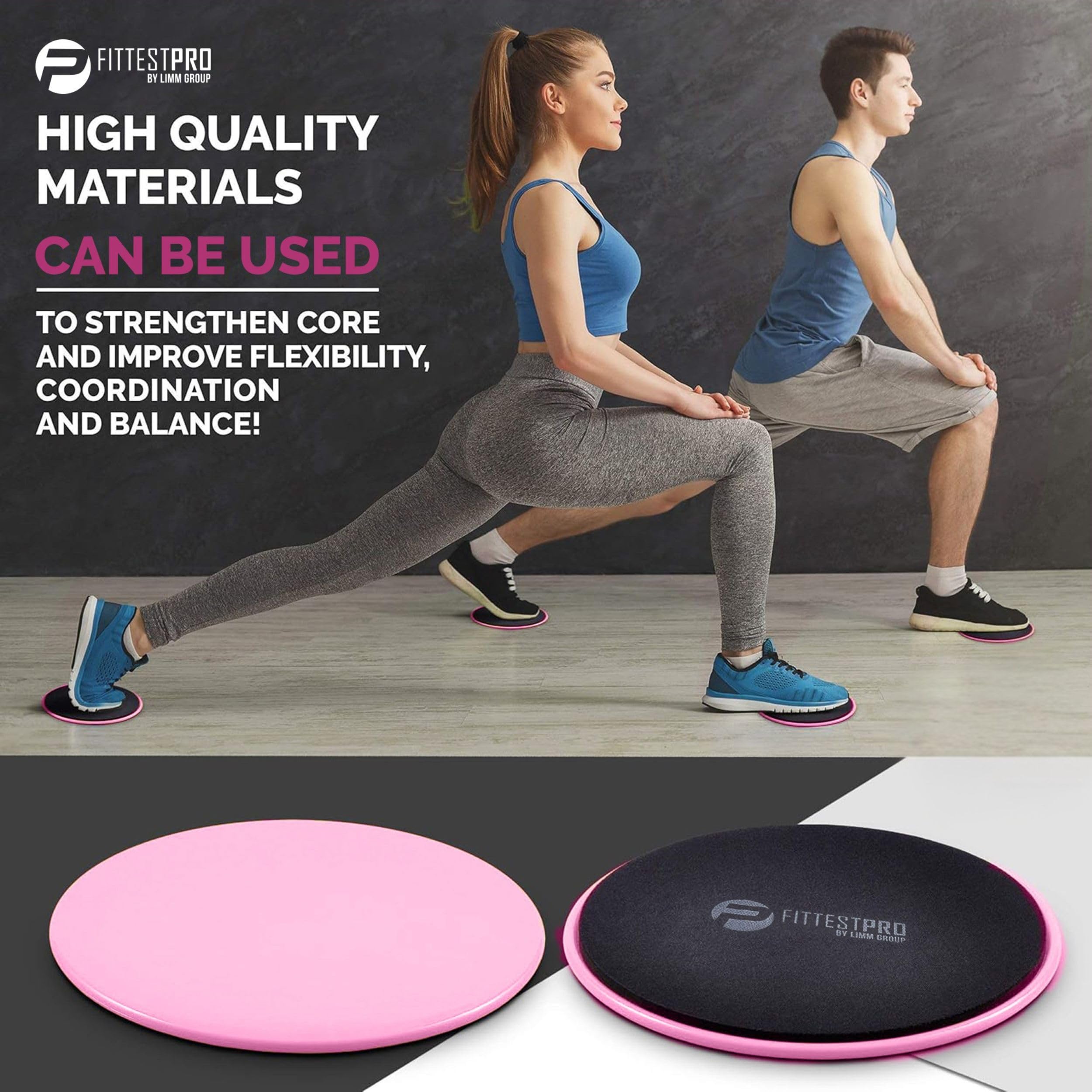 Limm Core Sliders Übungsscheiben (2er-Set) doppelseitige Fitness-Gleiter zur Stärkung des Kerns, Balance und Verbesserung der Flexibilität – Gleitscheibe für Hartholz, Teppich und mehr |