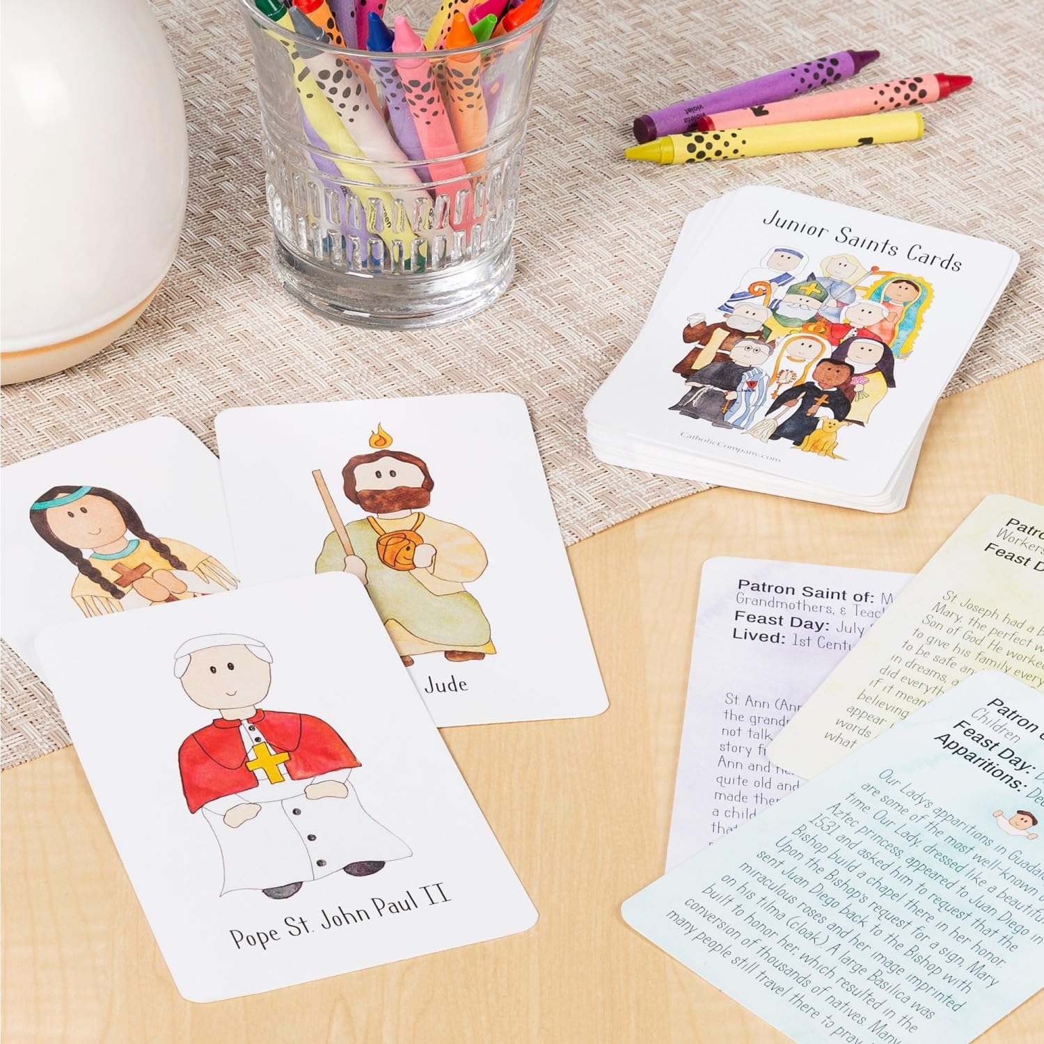 Junior Saints Card Pack Catholic Saint Flashcards for Kids Homeschool, Catechism, and Religious Gifts - Image 3