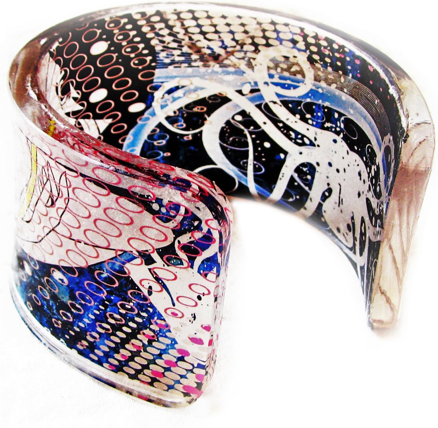 1 Transparent Clear Acrylic Resin Epoxy Plexiglass Bracelet Cuff Bangle with hand printed art graphic image - Mermaid and Octopus
