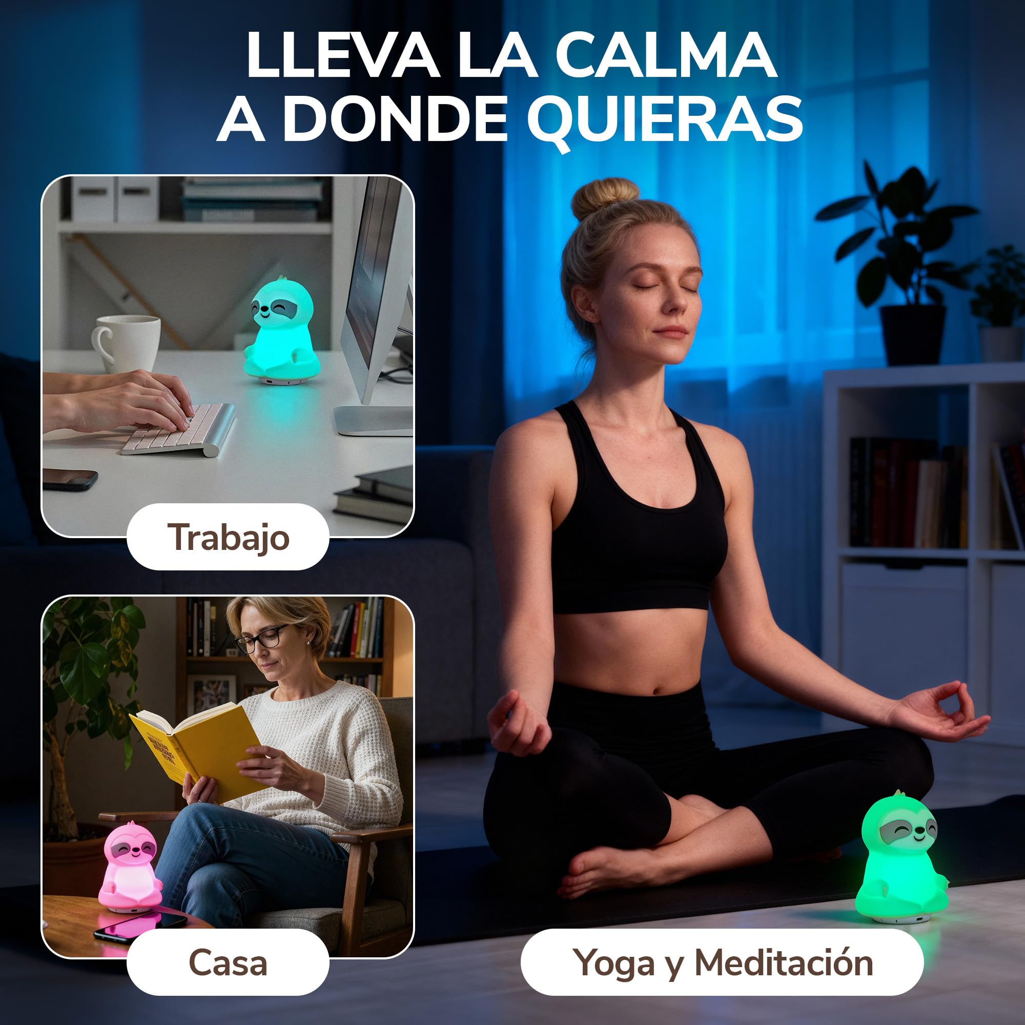 Entrenador de Respiración con Guía de Luz y Voz – Favorece Sueño, Relajación, Concentración y Bienestar – Respiración Consciente, Mindfulness – Instrucciones de Audio en Español – Recargable