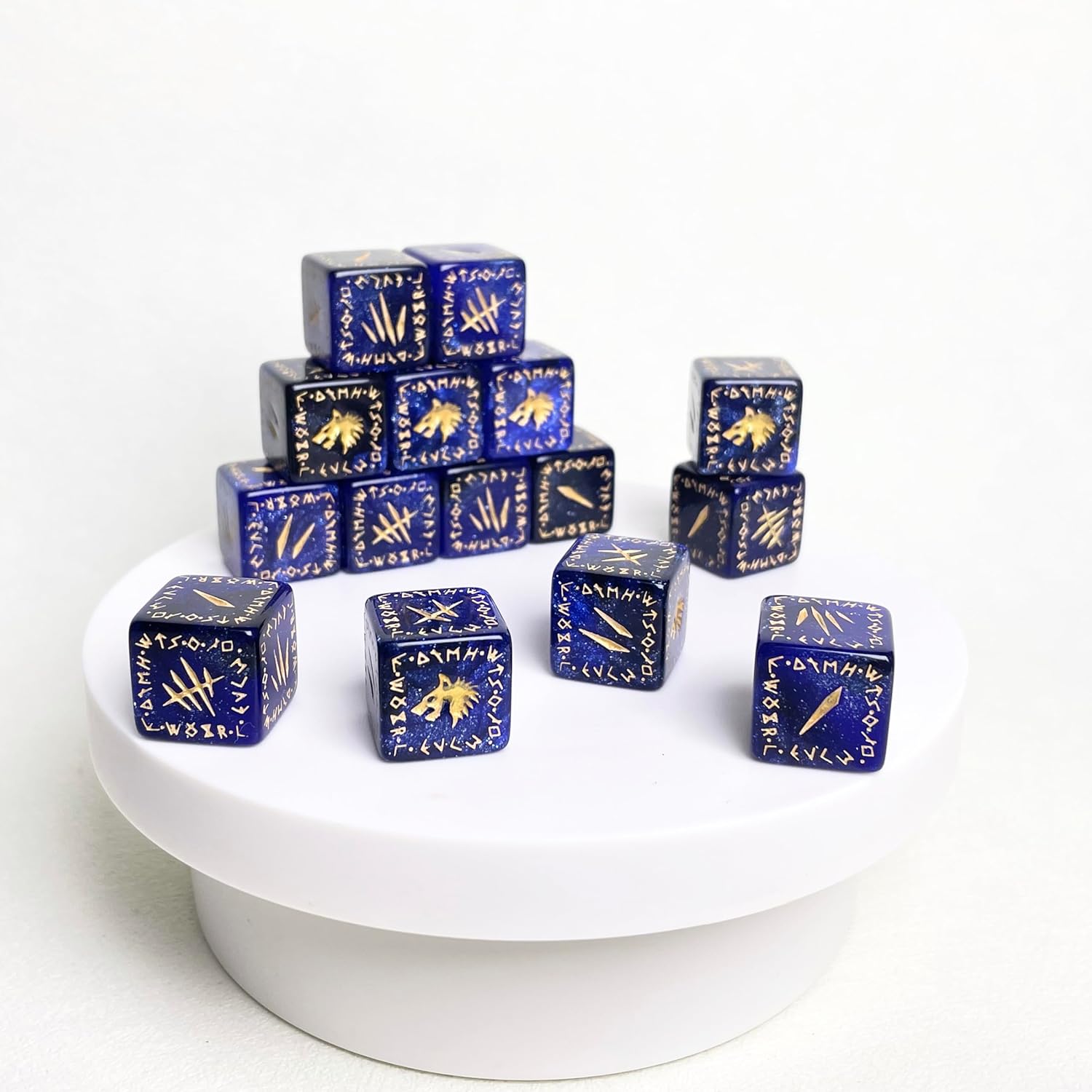 20 Pcs 16mm Runic Wolf Battle Tactical Standard D6 Dice Set with Storage Tin Ideal for Miniature Wargaming Commanders RPG TRPG