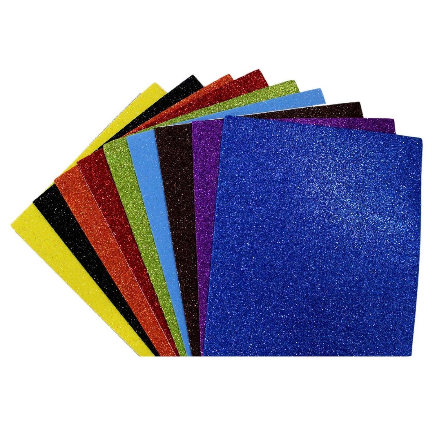 BanteyBanatey Size Glitter Foam Sheet (Pack of 10) (Mix Colour Pack)