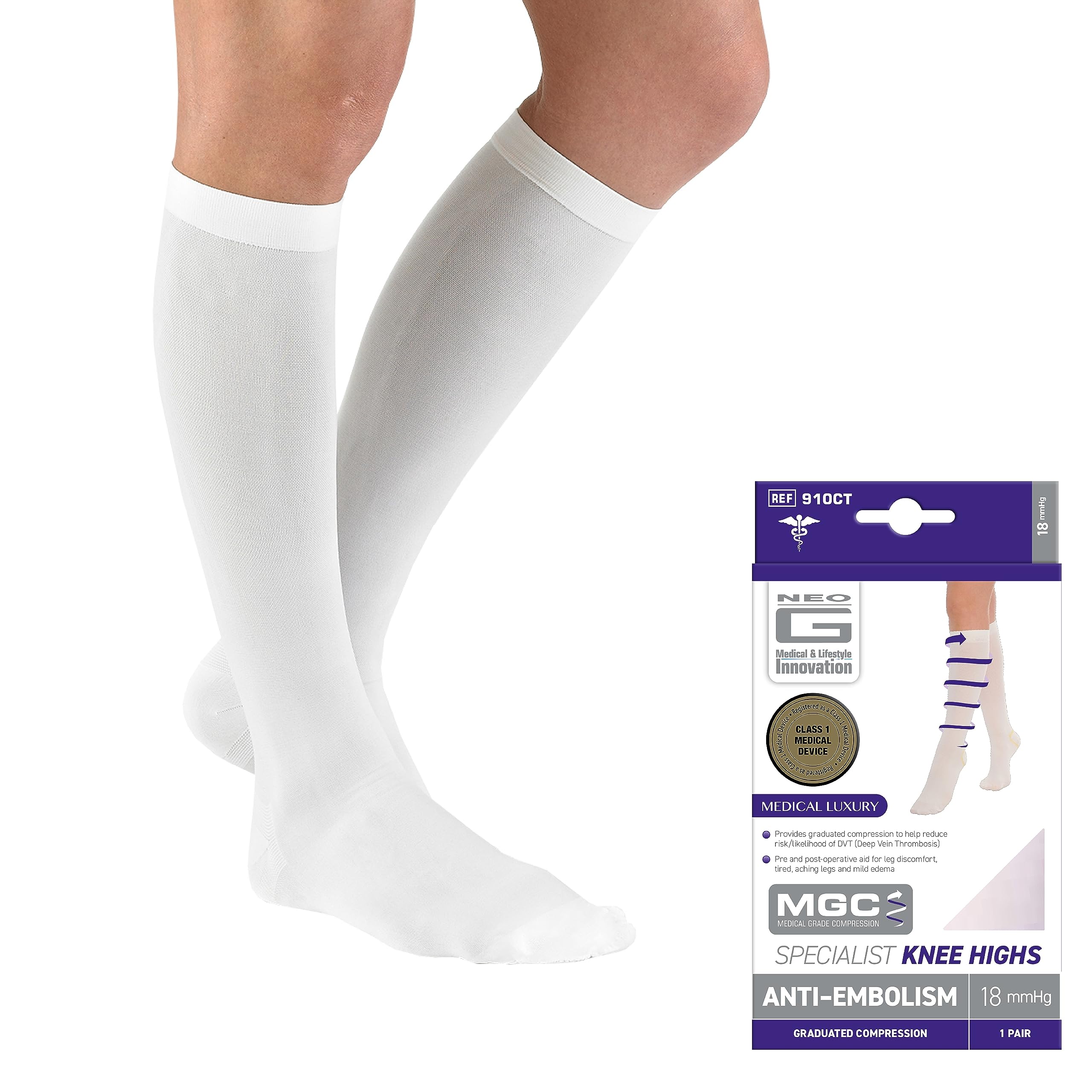 Neo G Anti-Embolism Compression Stockings Women and men - Reduces risk of Deep Vein Thrombosis, for use Pre and Post surgery, helps aid circulation,