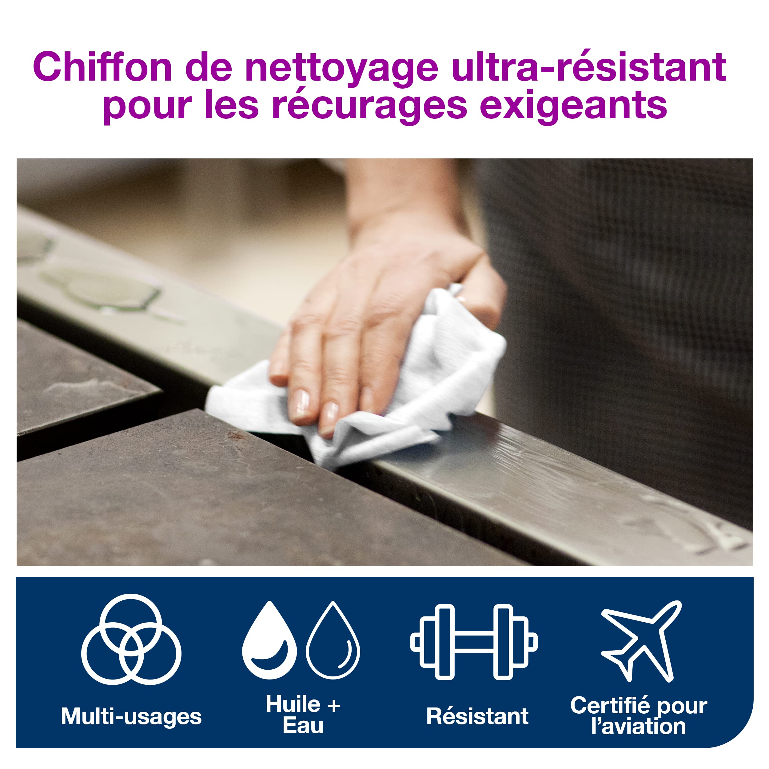 Tork Chiffon de Nettoyage ultra-résistant blanc W4, 1 pli, 1 pack x 60 chiffons, 10.8cm x 35.5cm chaque, 530177