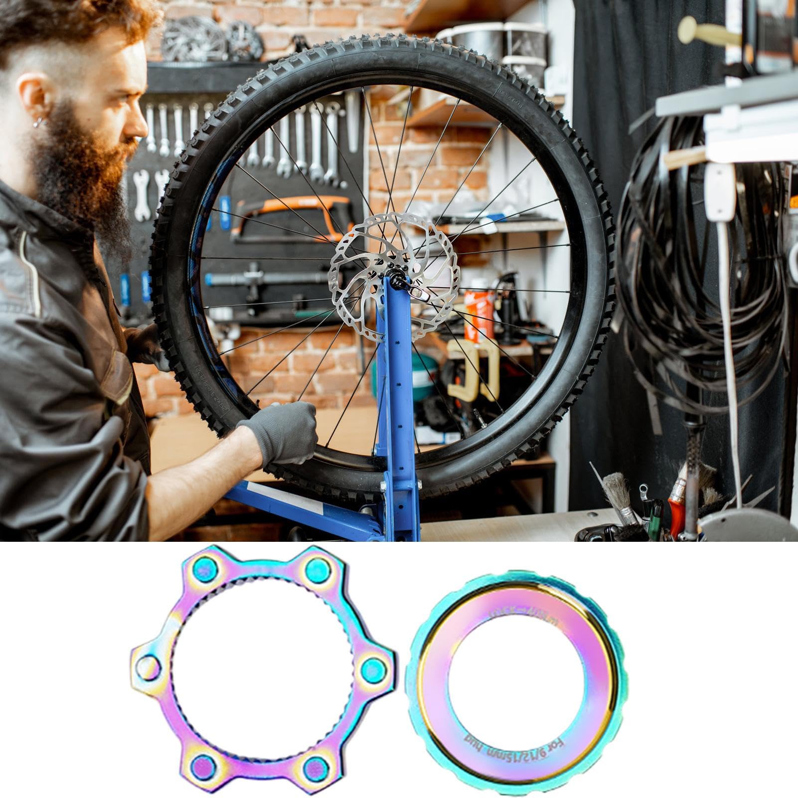 Adaptateur Frein Centerlock Vers 6 Trous – Alu 5,5 Cm, 23,5 G, Pour Vélos Route/VTT, Noir/bleu