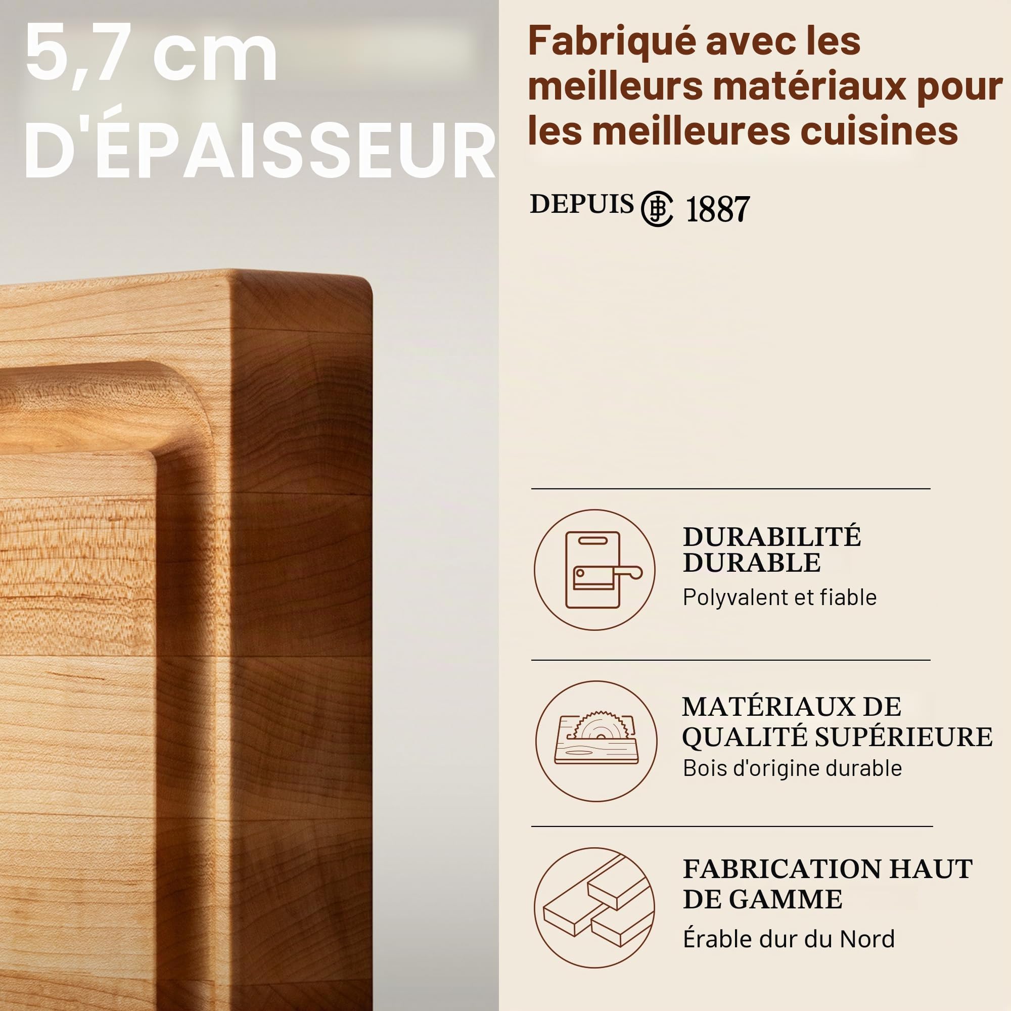 Boos Block Planche à Découper avec Égouttoir - 38,1 x 35,6 x 5,7 cm | Planche Erable d'Amérique Du Nord - Billot De Cuisine - Planche a Decouper Professionnelle