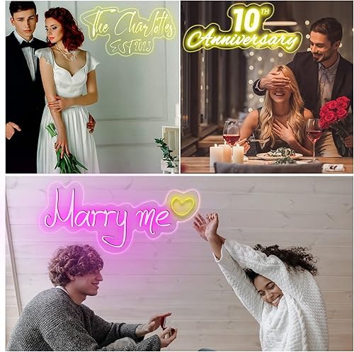 Miniatura 2 de DUOTTS Letreros de neón personalizados, decoración de pared personalizada, letreros de boda de neón LED personalizables, letreros de nombre