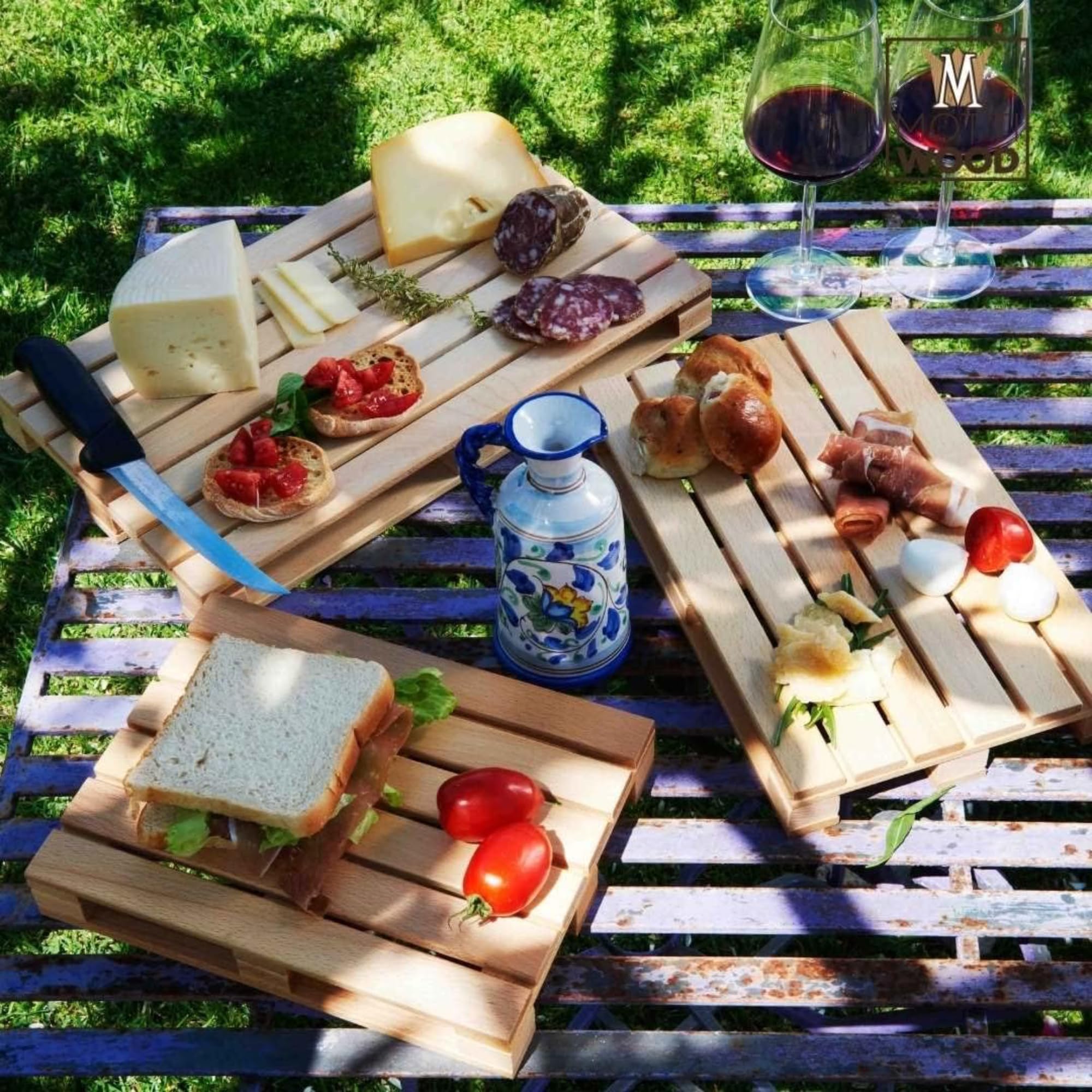 Tagliere Vassoio Pallet, Legno Faggio, 30×20x4h cm, Vassoio Aperitivi, Pedana in Legno, Made in Italy (2)