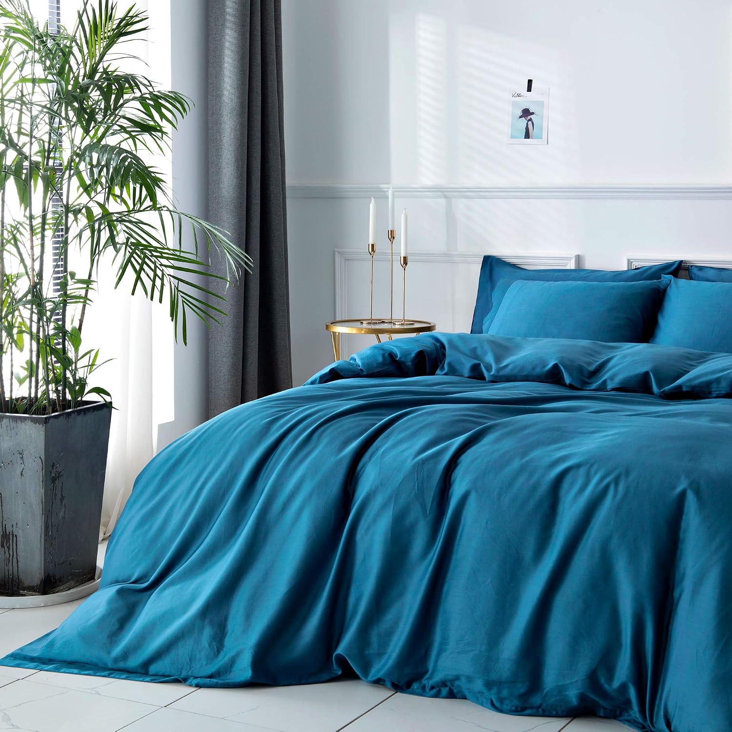 Buу 1 gеt 1 🔥 ZONDAWIND 100% Egyptian Cotton Duvet Cover with Zipper & Corner Ties, High Thread Count Long Staple Sateen Weave Silky Soft Breathable Pima Quality Bed Linen-Queen, Turkish Teal