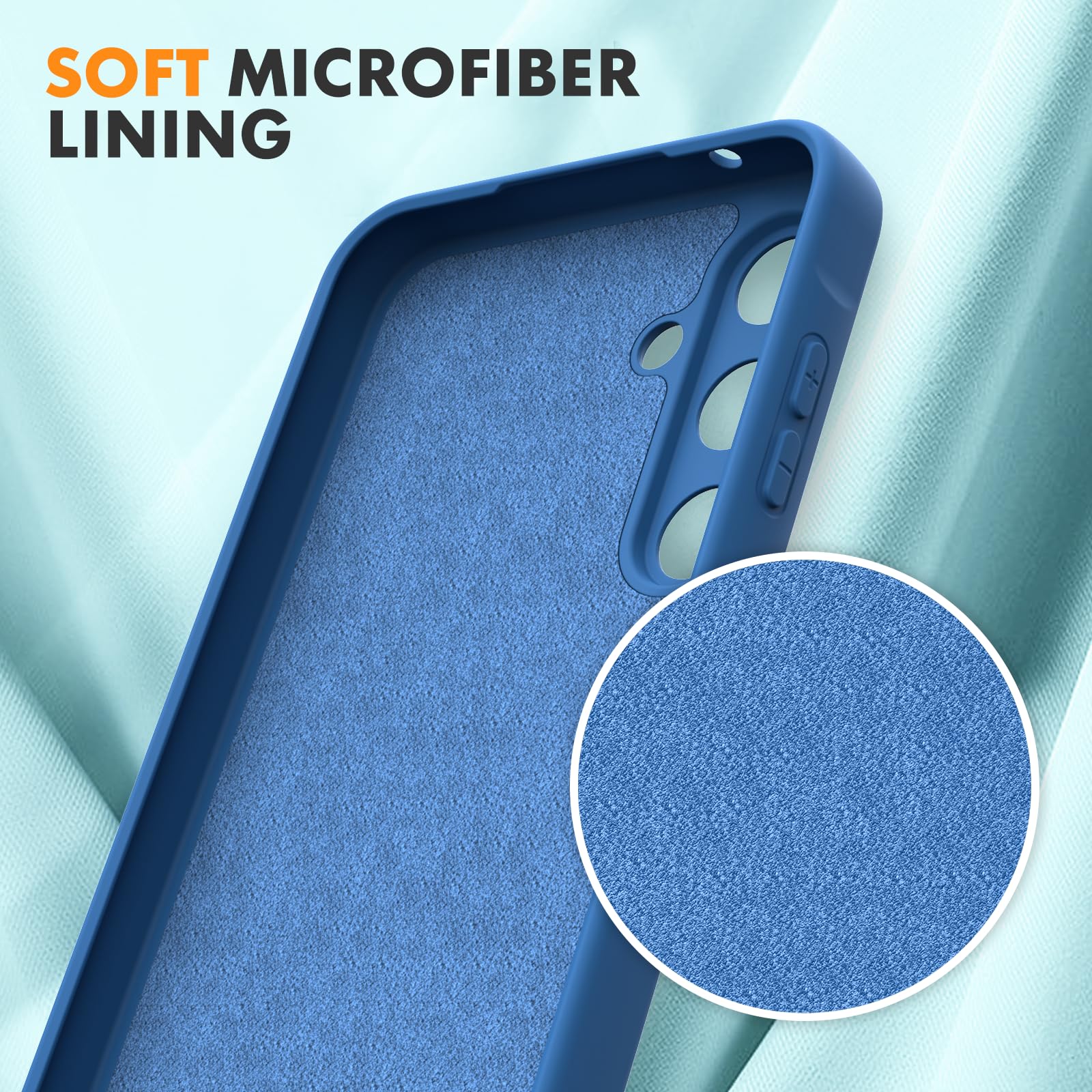 Vansdon Cover Compatibile con Samsung Galaxy A55 5G, 2 Pellicola Protettiva in Vetro Temperato, Gomma Gel di Silicone Liquida Antiurto Custodia - Blu