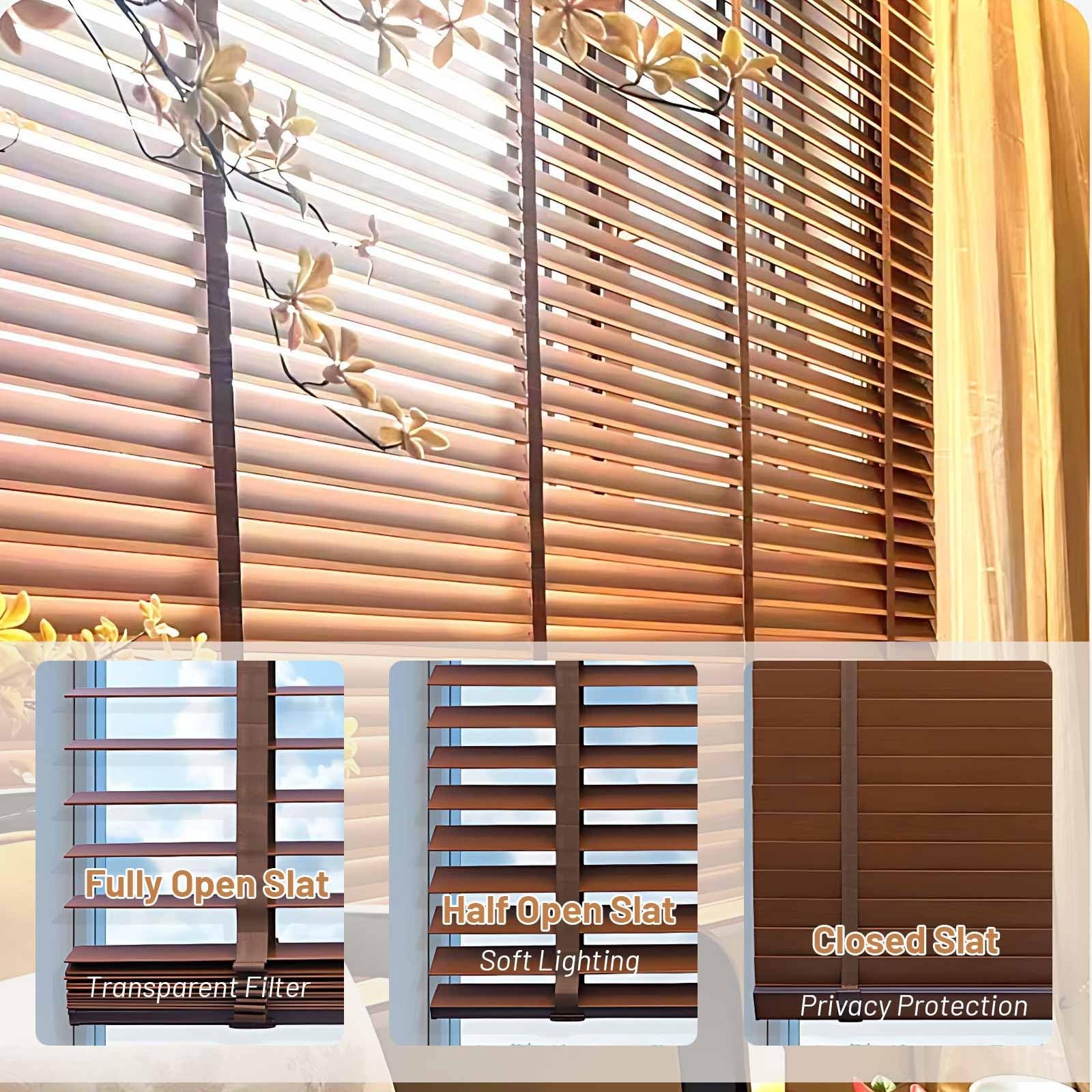 Tende Veneziana in Legno Lamelle 50 mm Persiane Veneziana Orizzontali per Interni Tapparelle Oscuranti Privacy per Finestre