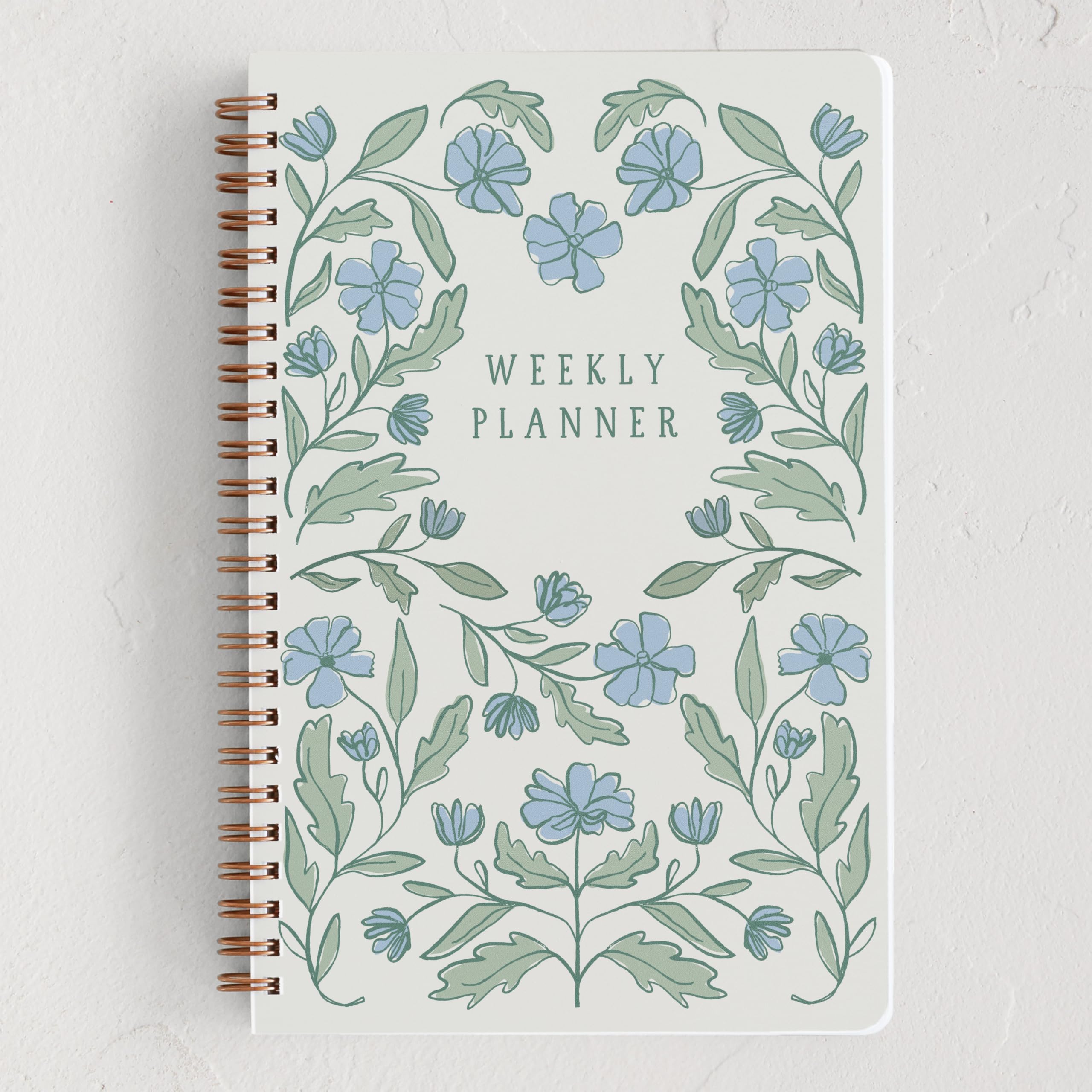 Minted Botanical 2026 Weekly & Monthly Undated Planner, 5.5" x 8.5" Floral Spiral Bound Planner Notebook for School, Work, 132 Pages, Undated Monthly