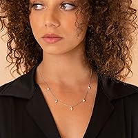 Vista 17 de PAVOI Collar de estación chapado en oro de 14 quilates, collares de capas de diamantes simulados, cadena de circonita cúbica para mujer