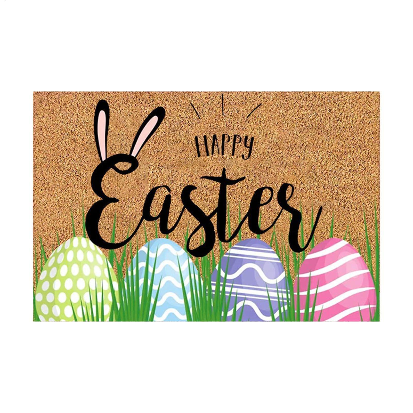 Easter Door Mat, Spring Welcome Mats Outdoor For Front Door, Easter Bunny Eggs Non Slip Doormat Indoor Entryway Floor Rug For Entrance Outside Entry Home Decor