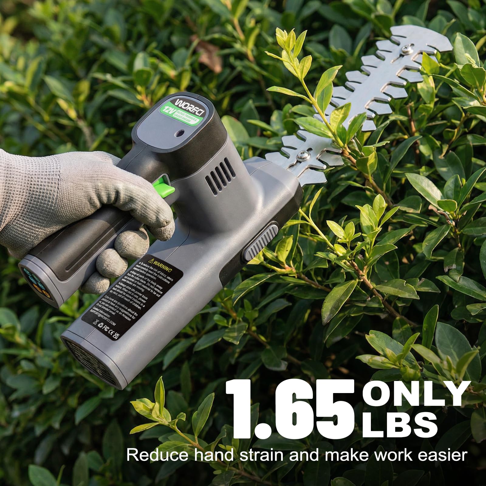 Cisaille à Gazon/Taille-haie sans Fil 12V avec Batterie 2000mAh, 2 en 1 Electrique Cisaille de Jardin/Taille Haies (WHT12)
